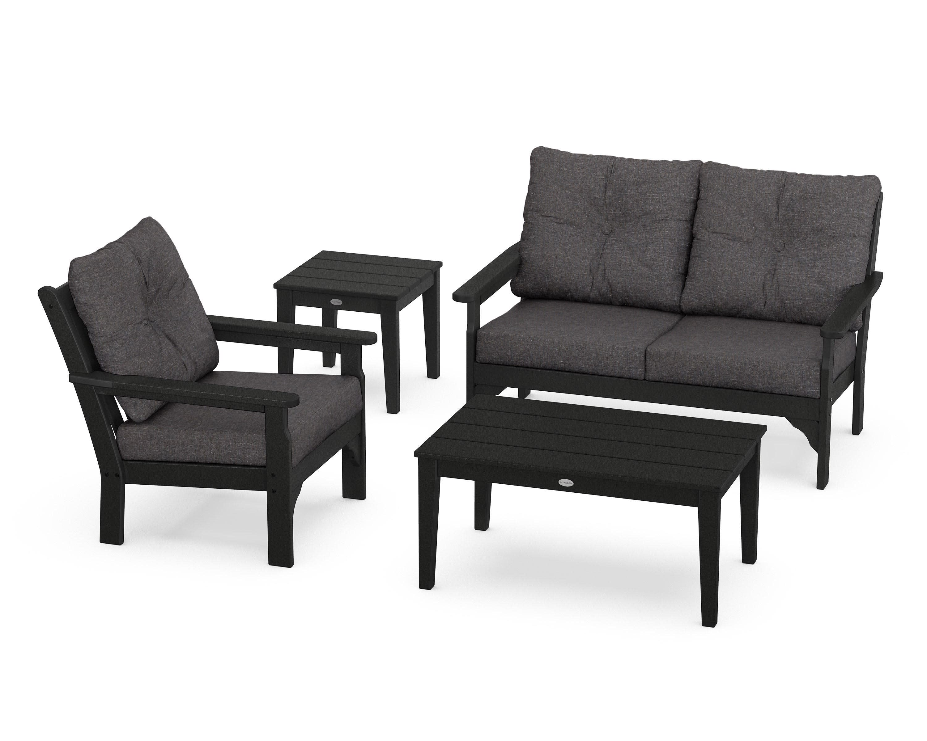 Vineyard 4-Piece Deep Seating Set in Black / Ash Charcoal