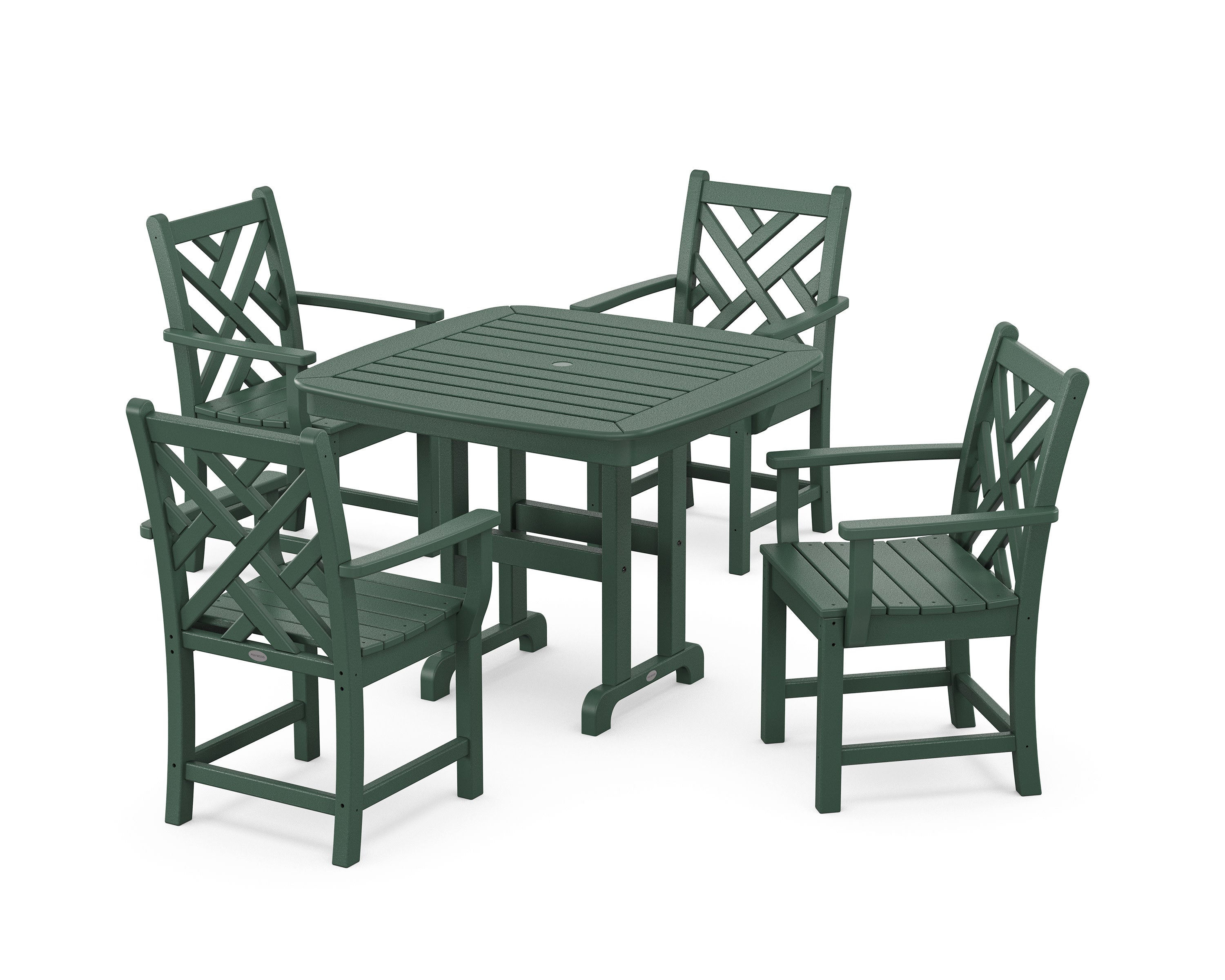 Chippendale 5-Piece Dining Set in Green