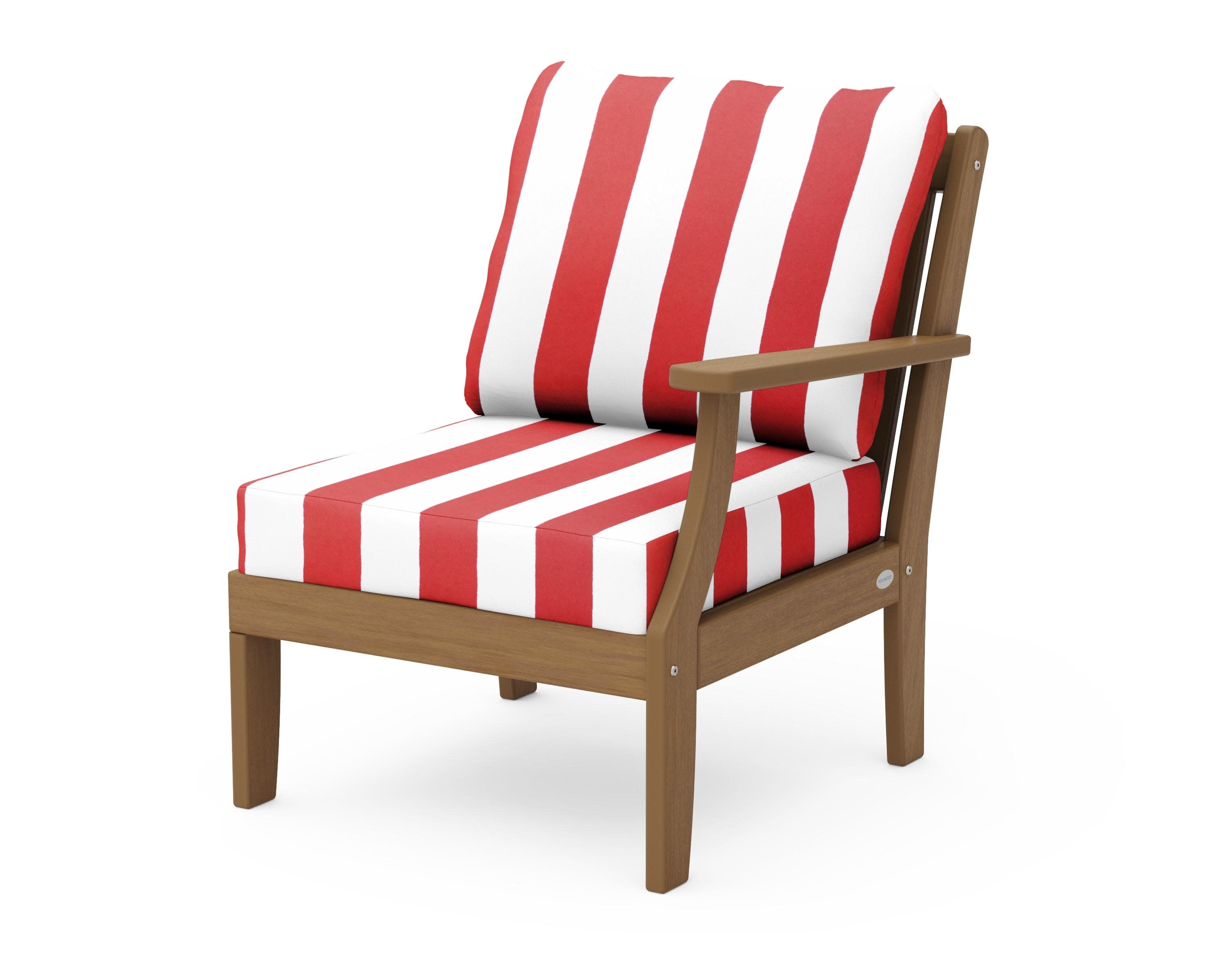 Braxton Modular Right Arm Chair in Natural / Cabana Stripe Crimson