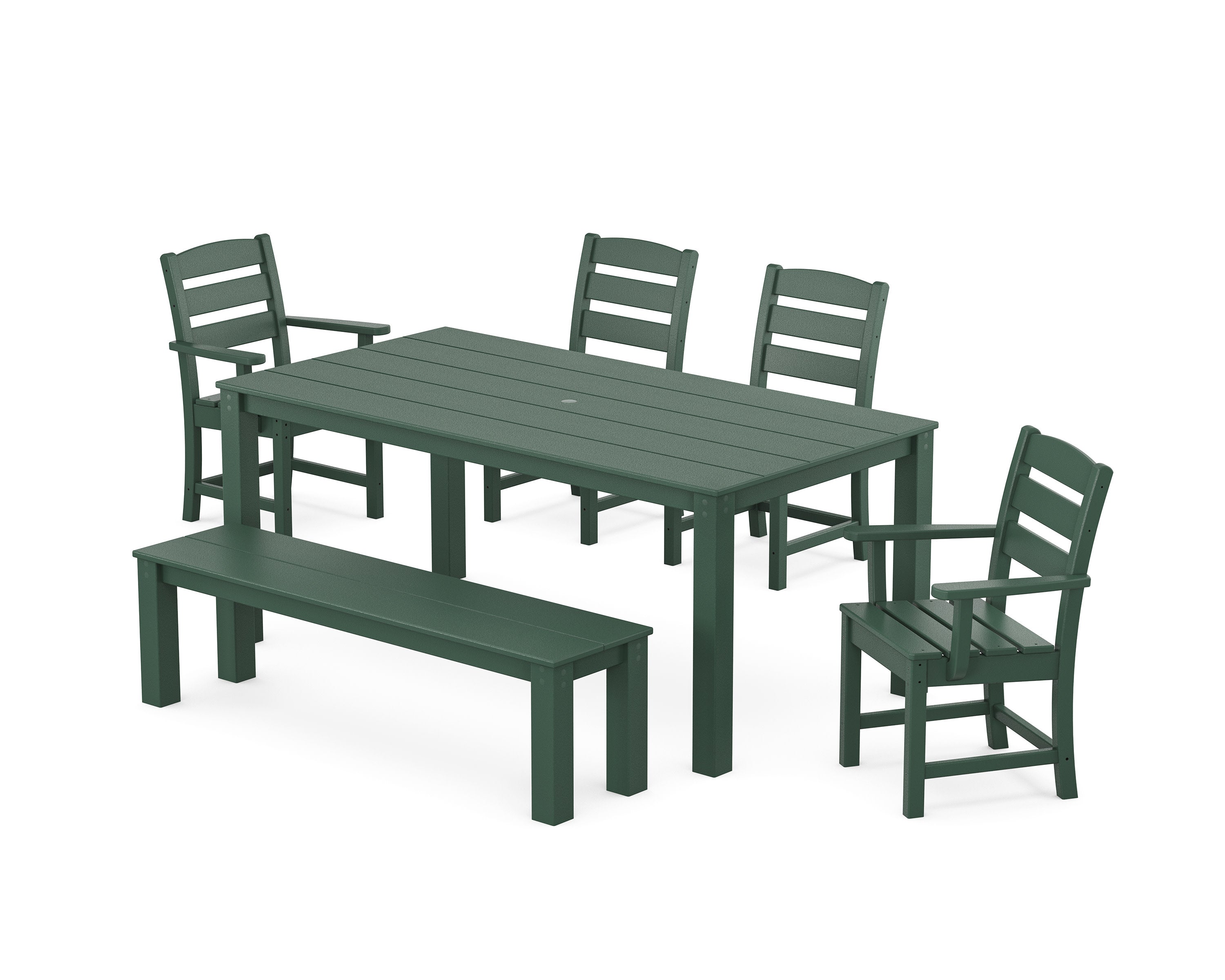 Lakeside 6-Piece Parsons Dining Set with Bench in Green