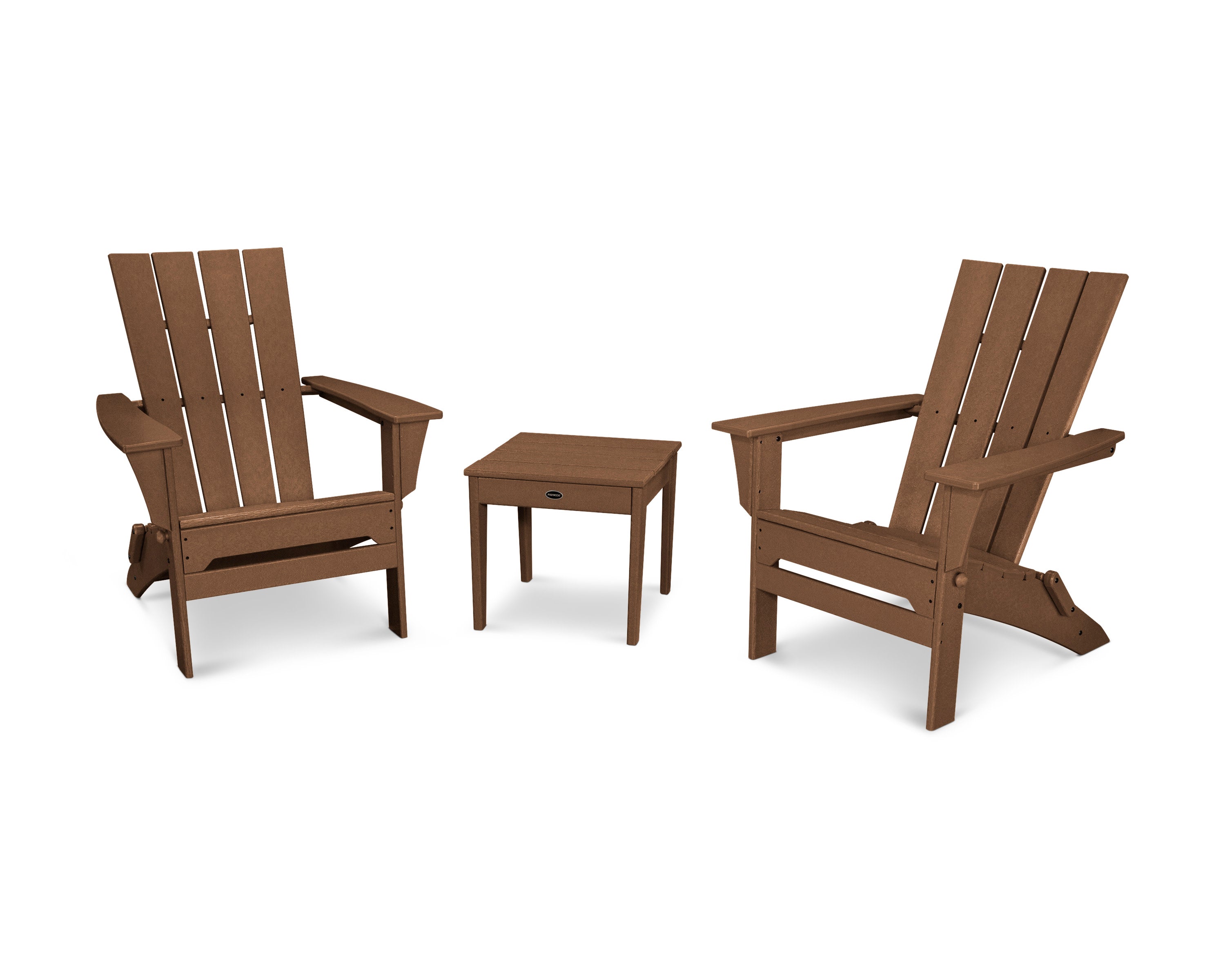 Quattro Folding Chair 3-Piece Adirondack Set in Teak