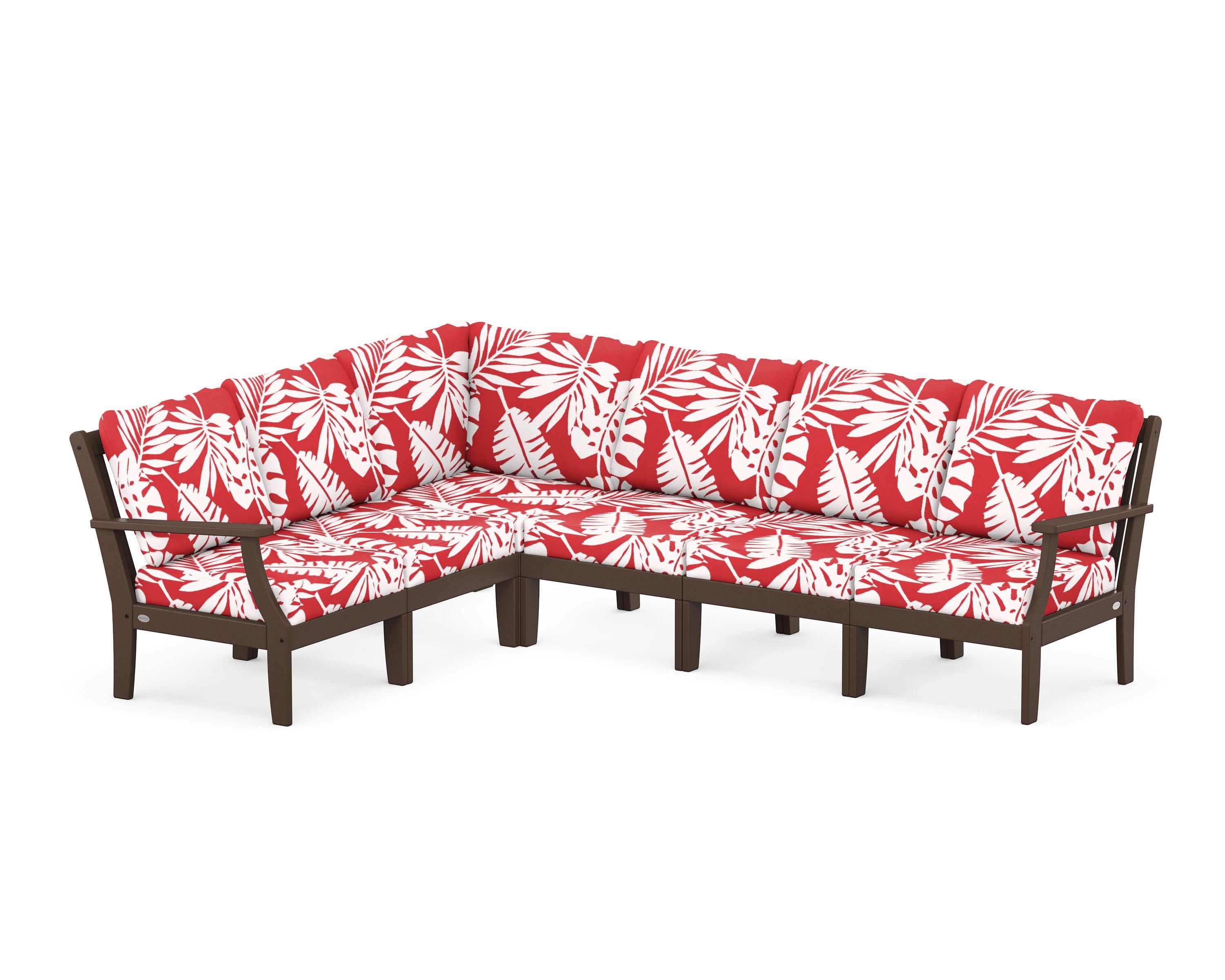 Braxton Modular 6-Piece Deep Seating Set in Mahogany / Leaf Crimson