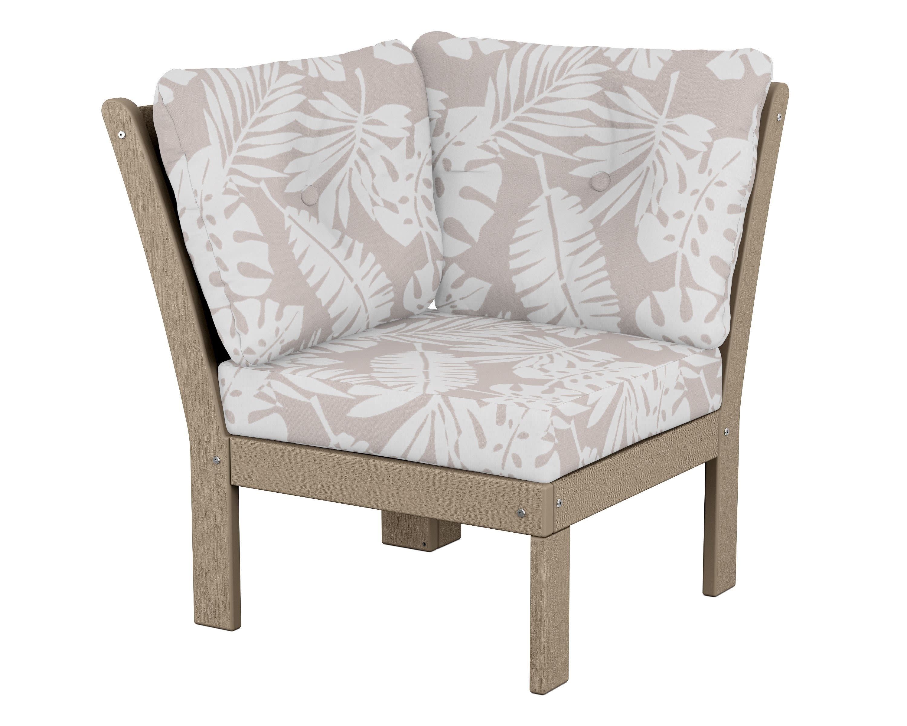 Vineyard Modular Corner Chair in Vintage Sahara / Leaf Dune Burlap