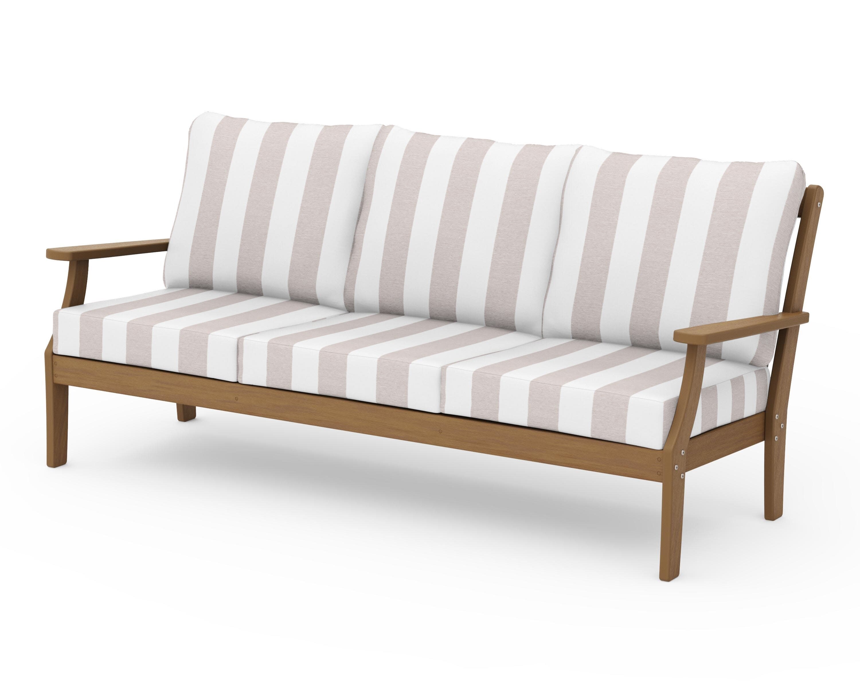 Braxton Deep Seating Sofa in Natural / Cabana Stripe Dune Burlap