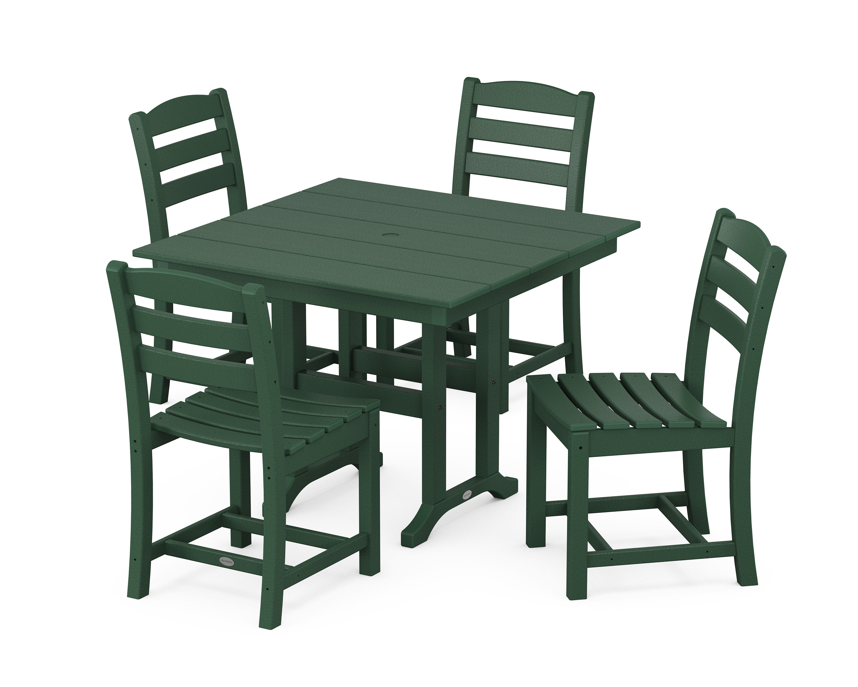 La Casa Caf Side Chair 5-Piece Farmhouse Dining Set in Green