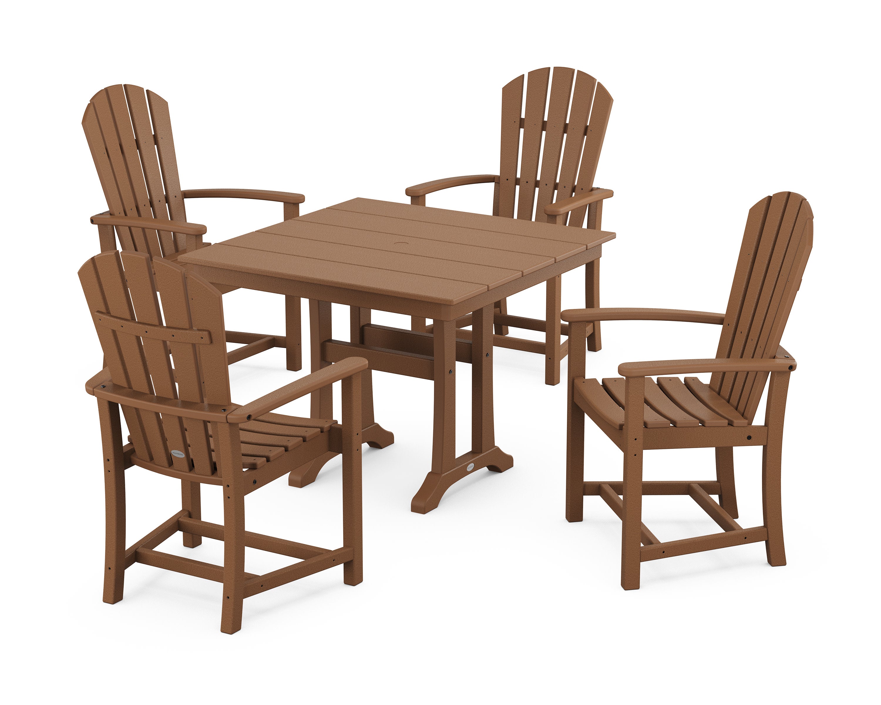 Palm Coast 5-Piece Farmhouse Dining Set With Trestle Legs in Teak