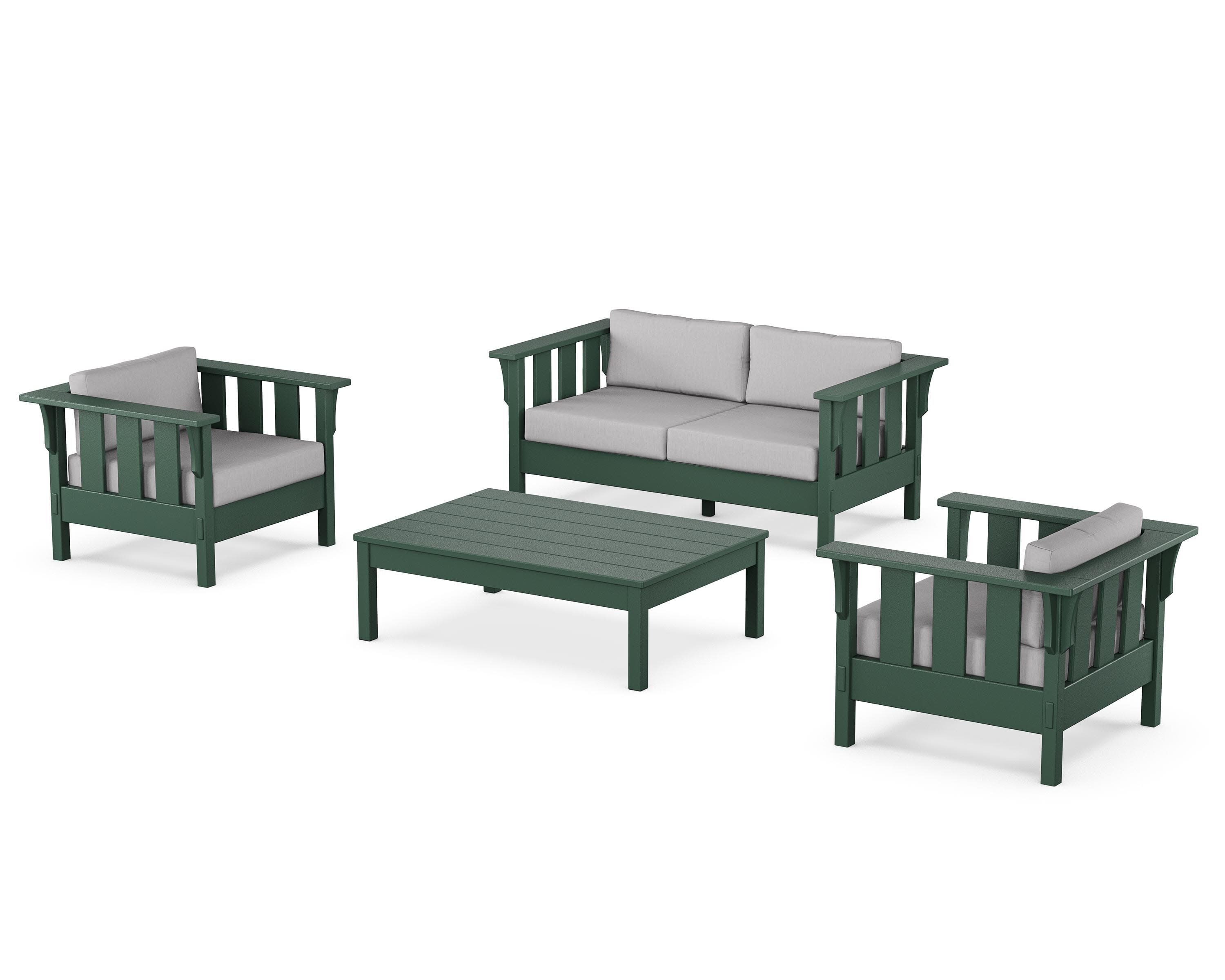 Acadia 4-Piece Deep Seating Set with Loveseat in Green / Granite