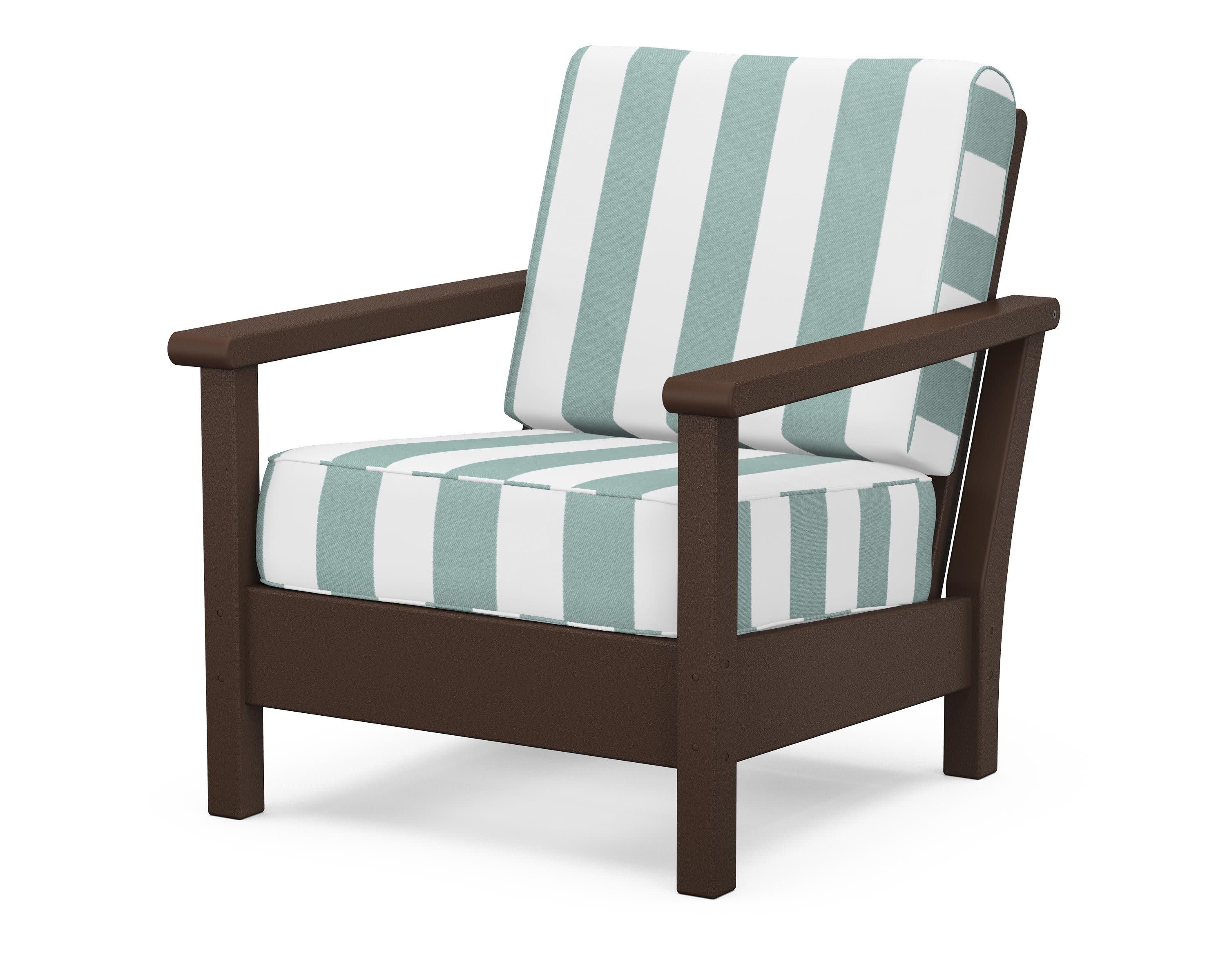Harbour Deep Seating Chair in Mahogany / Cabana Stripe Glacier Spa
