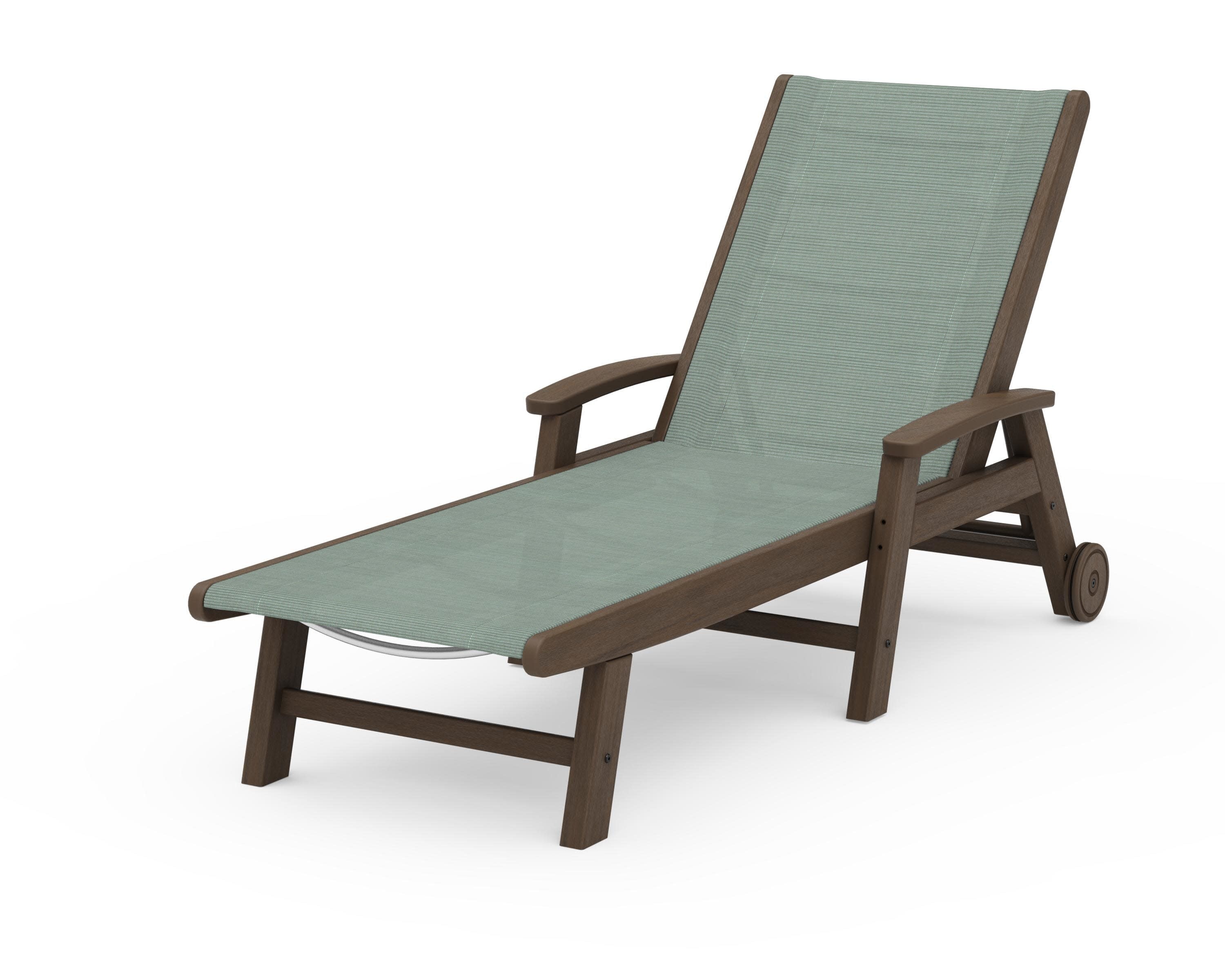 Coastal Chaise with Wheels in Kona / Dupioni Sea Mist Sling