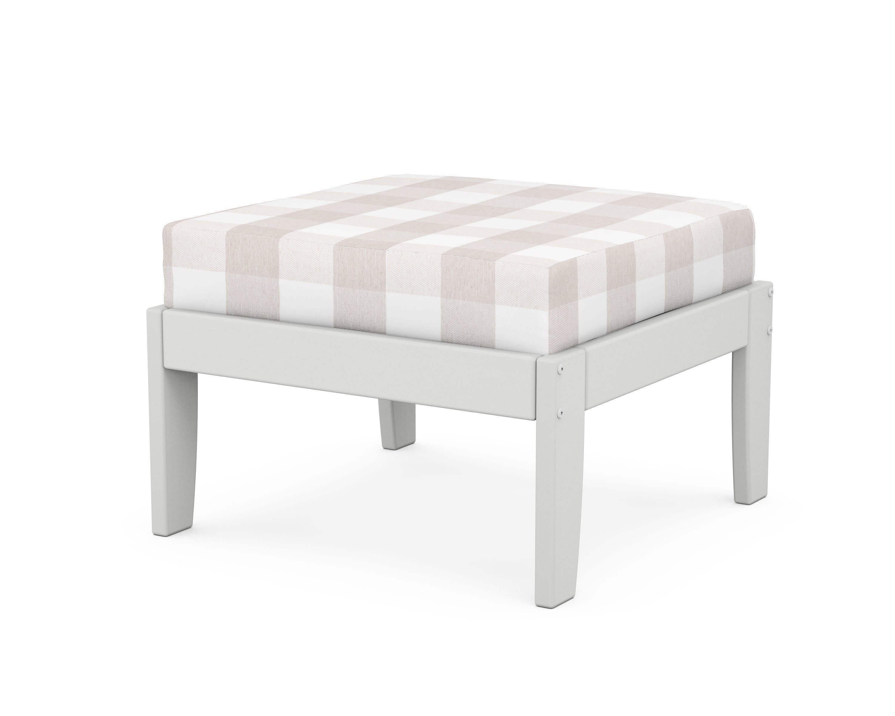 Modular Ottoman - Classic in White / Buffalo Plaid Dune Burlap