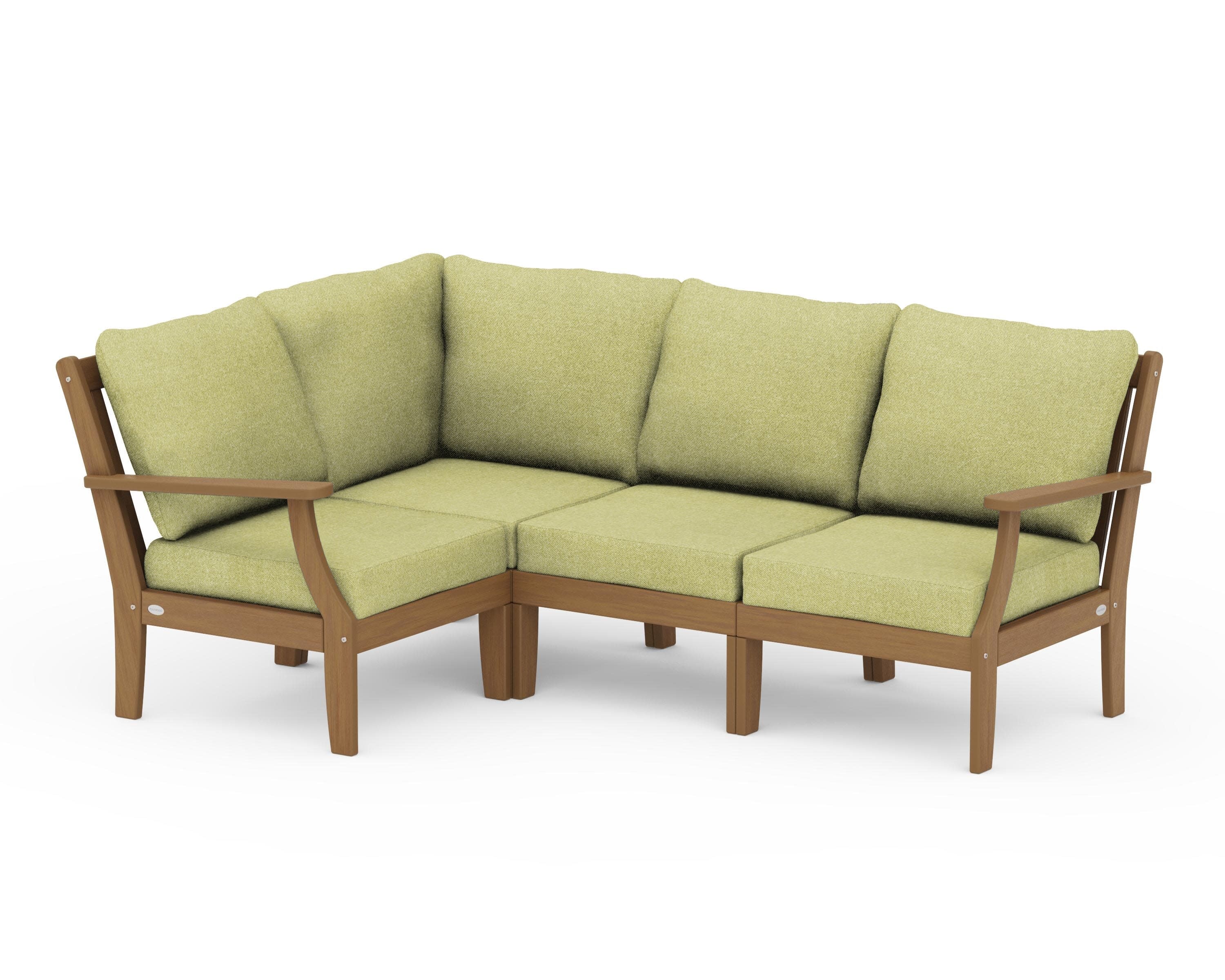 Braxton Modular 4-Piece Deep Seating Set in Natural / Chartreuse Boucle
