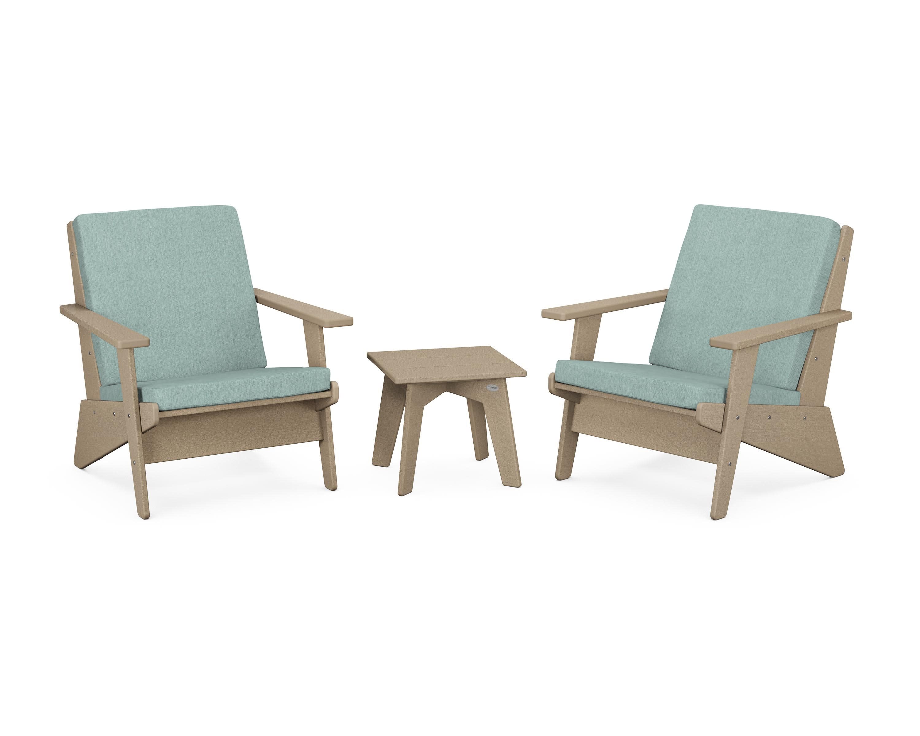 Riviera Modern Lounge 3-Piece Set in Vintage Sahara / Glacier Spa
