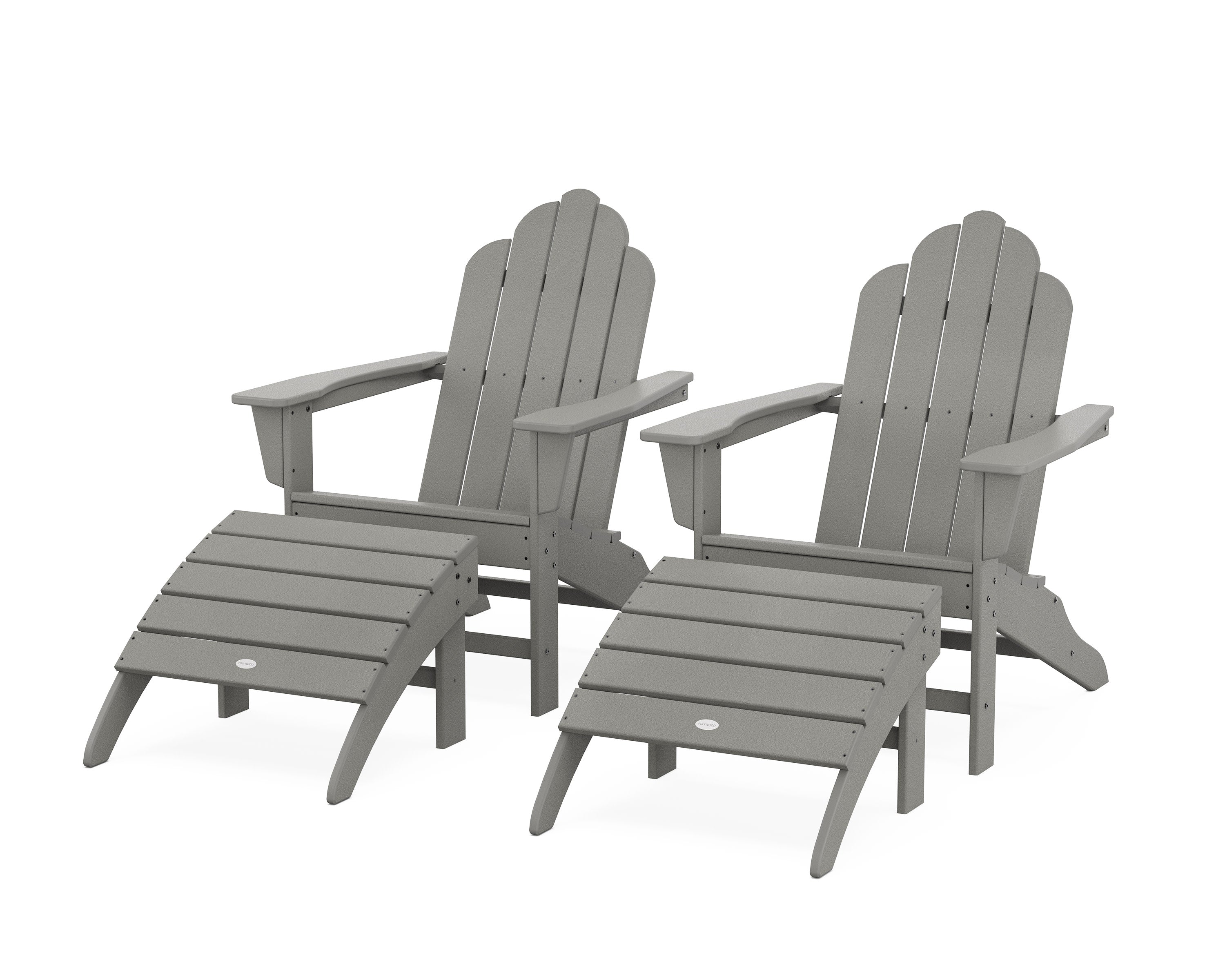 Long Island Adirondack Chair 4-Piece Set with Ottomans in Slate Grey
