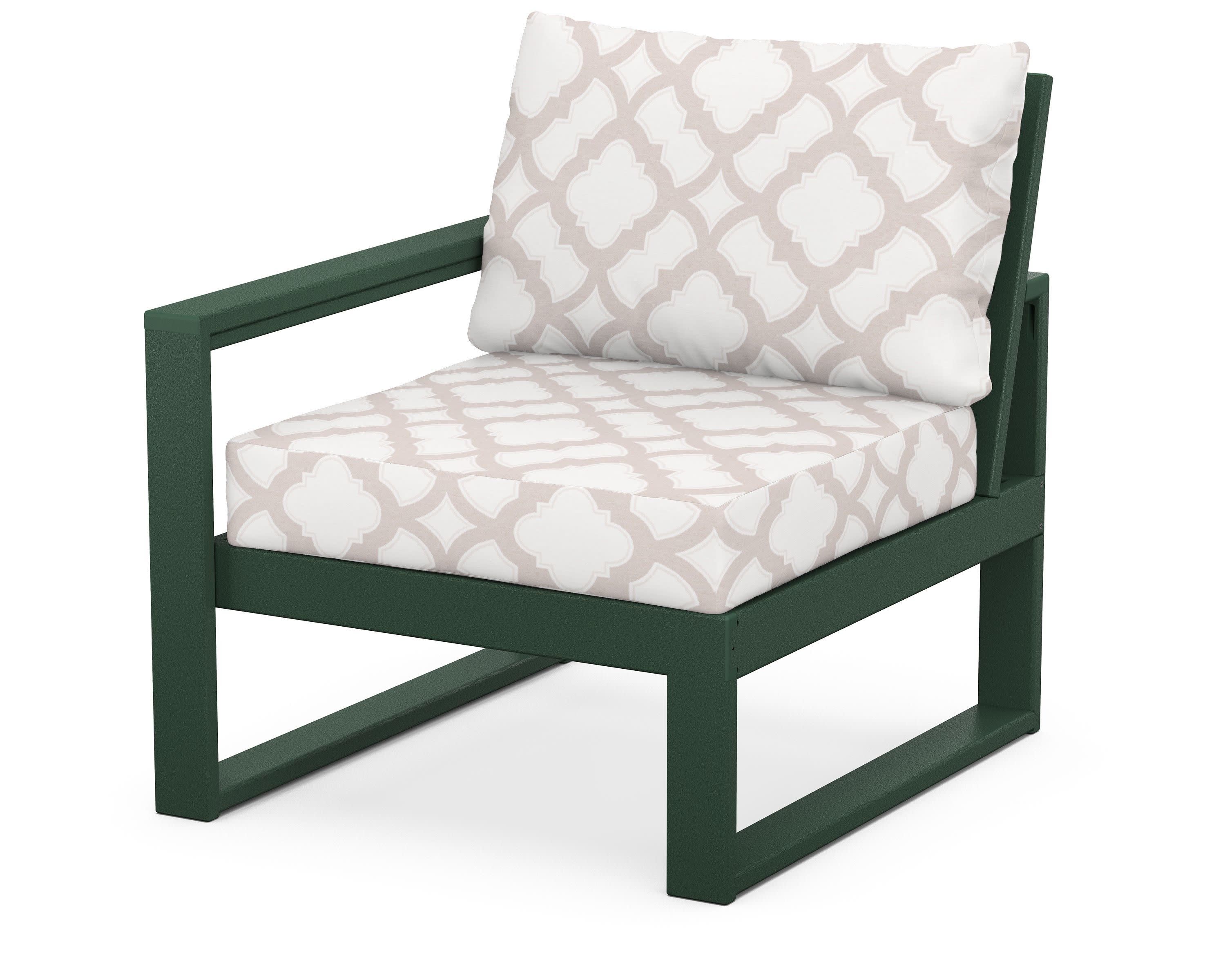 EDGE Modular Left Arm Chair in Green / Trellis Dune Burlap