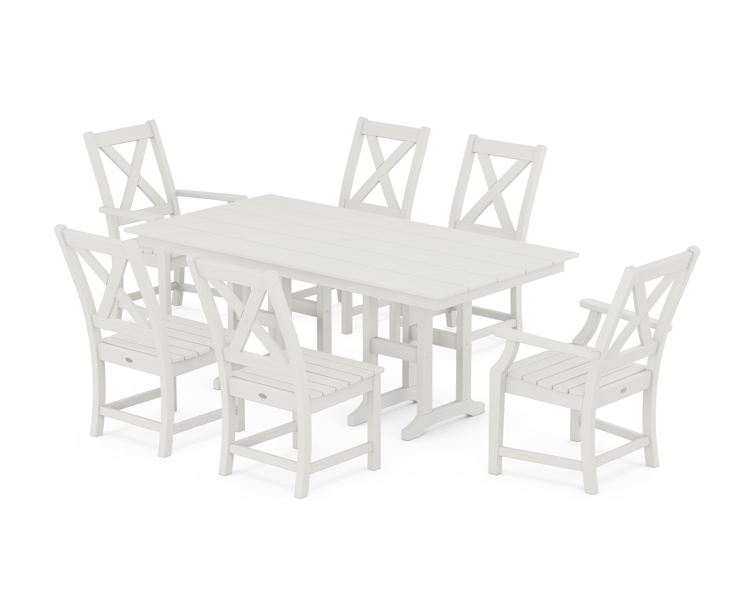 Braxton 7-Piece Farmhouse Dining Set in Vintage White