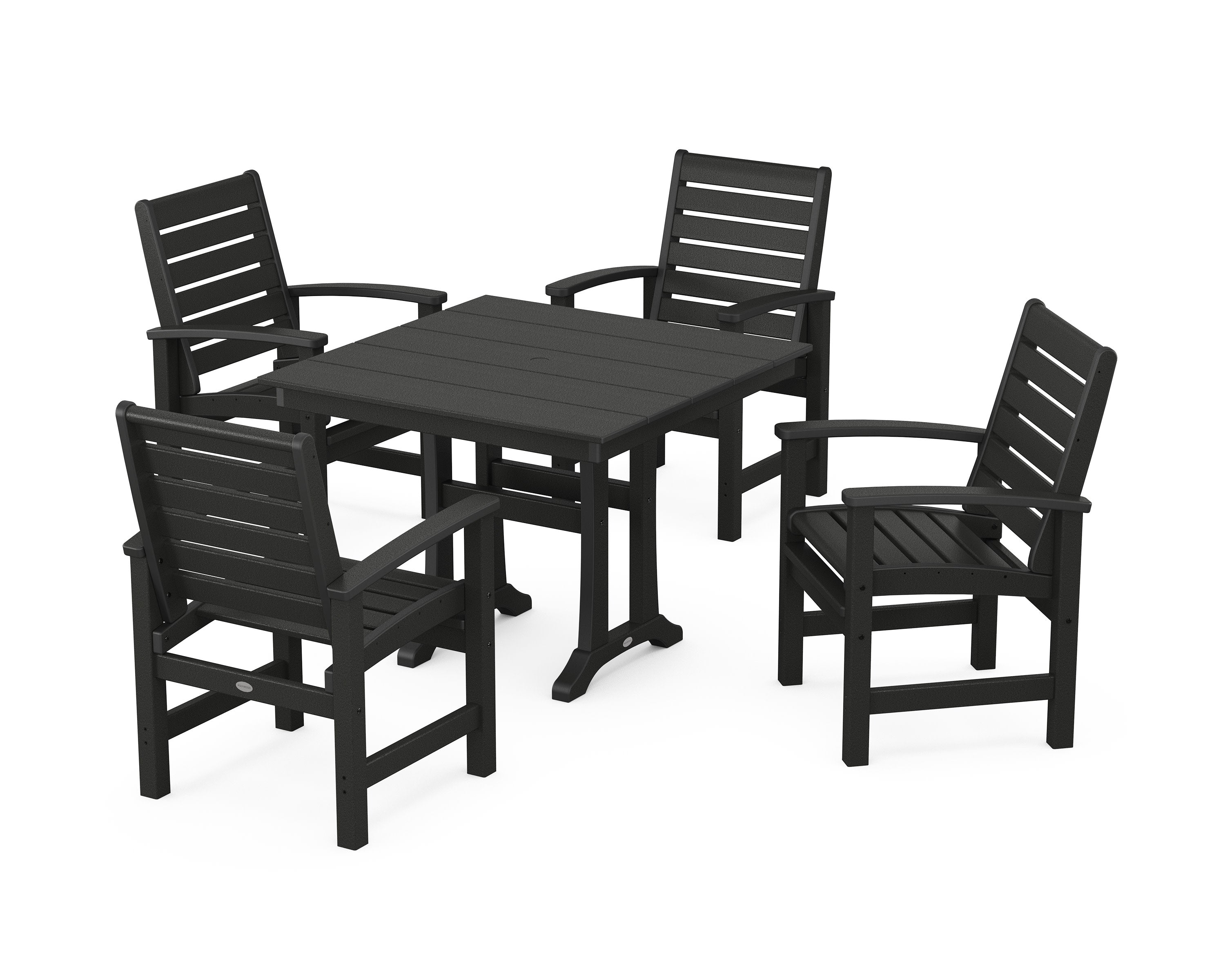 Signature 5-Piece Farmhouse Dining Set With Trestle Legs in Black