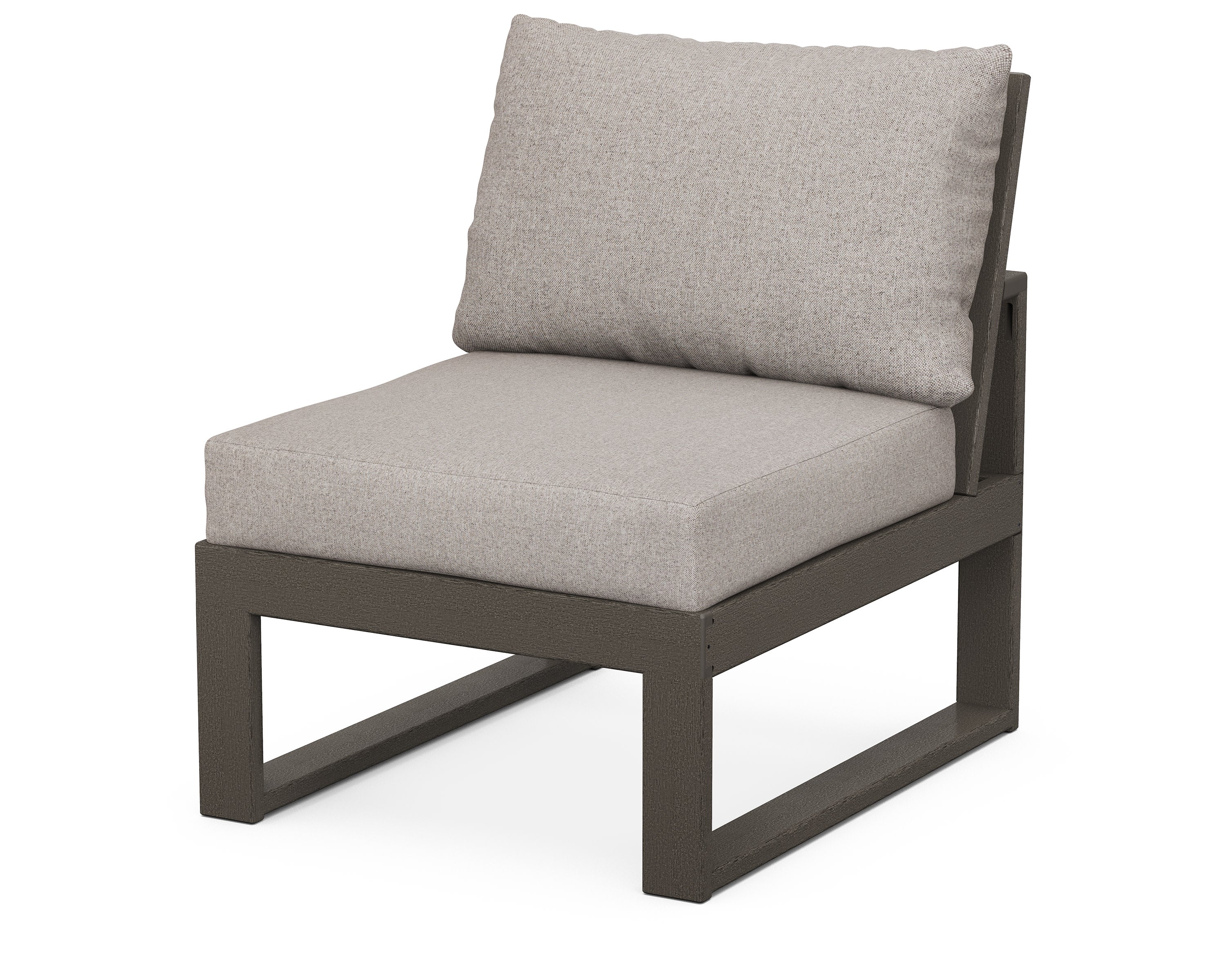 Modular Armless Chair in Vintage Coffee / Weathered Tweed