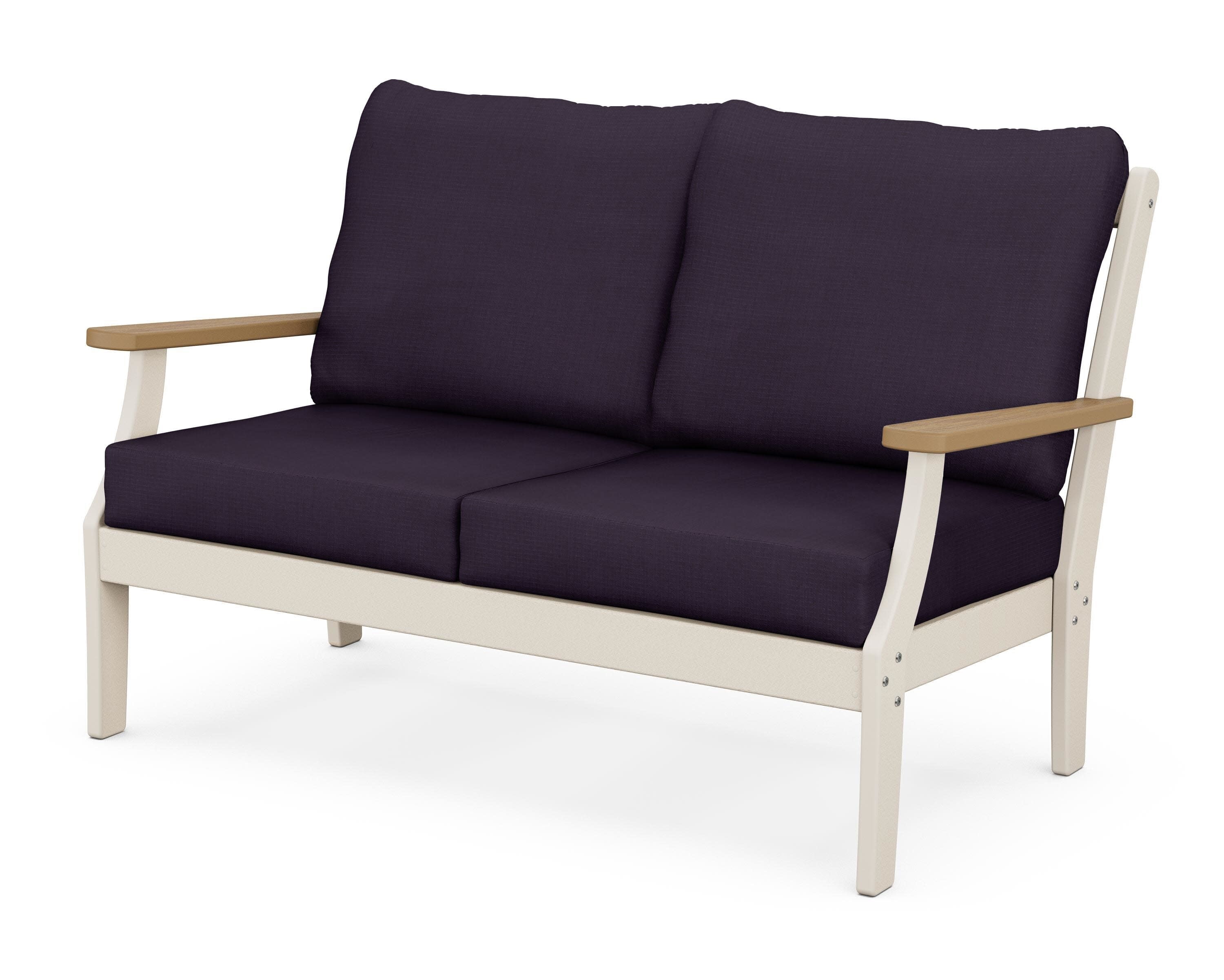 Braxton Deep Seating Loveseat in Sand / Natural / Navy Linen