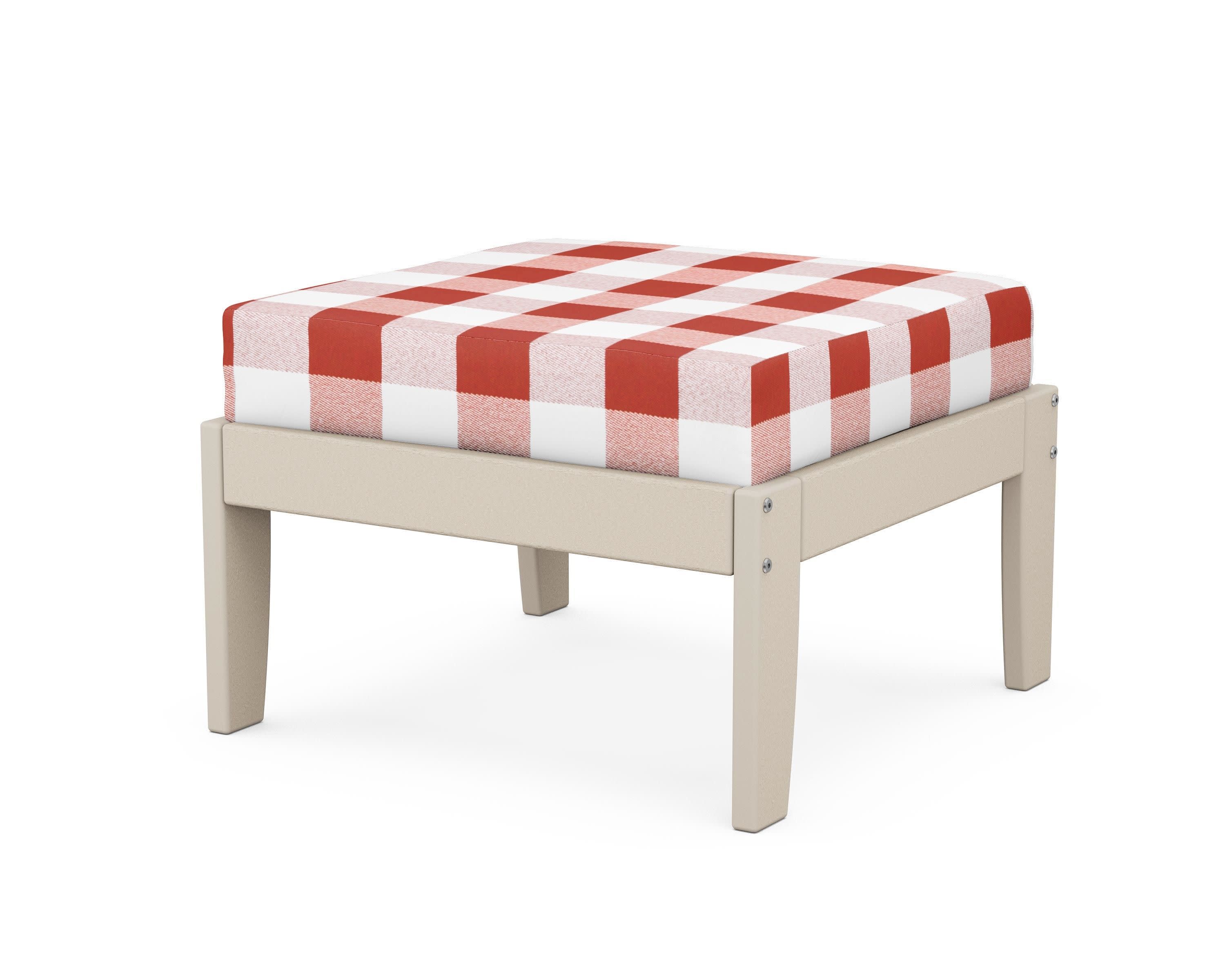 Modular Ottoman - Classic in Sand / Buffalo Plaid Crimson