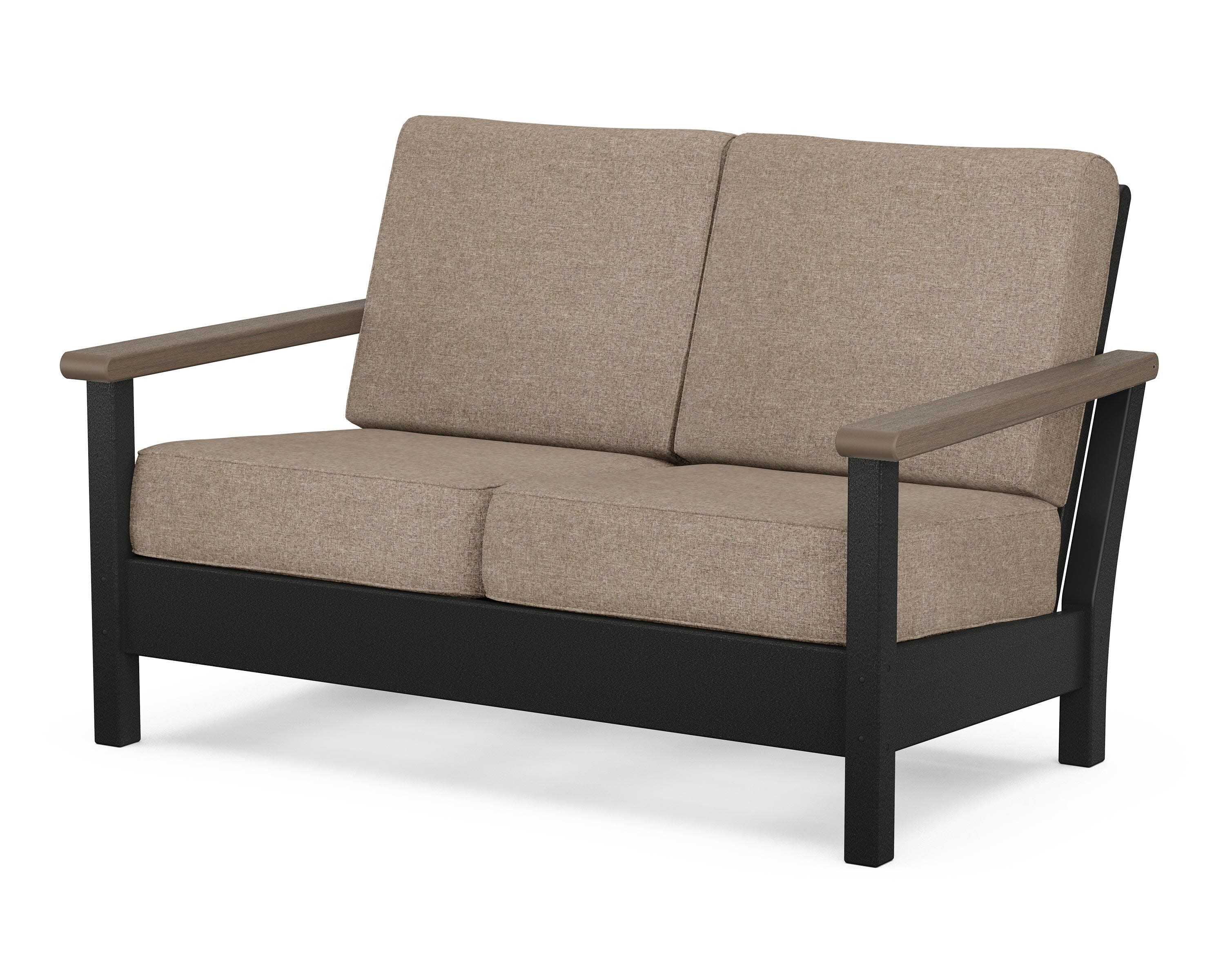 Harbour Deep Seating Loveseat in Black / Kona / Spiced Burlap