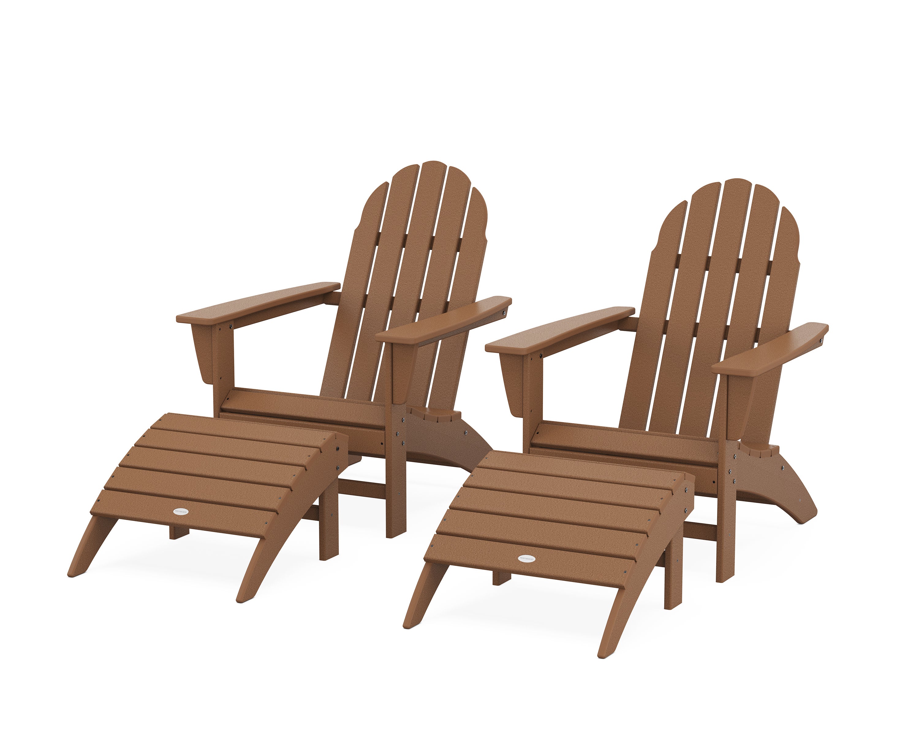 Vineyard Adirondack Chair 4-Piece Set with Ottomans in Teak