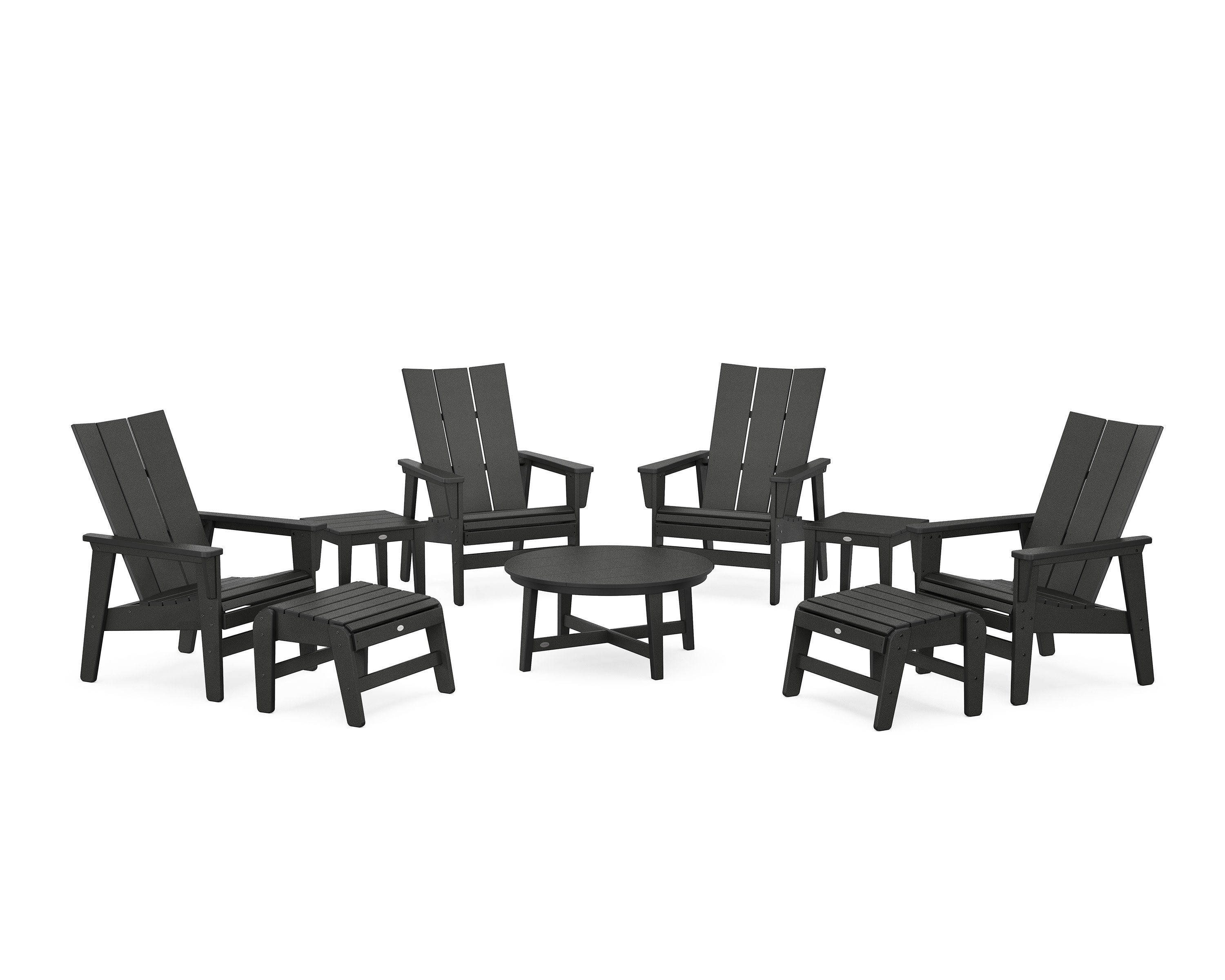 Modern Grand Upright Adirondack 9-Piece Conversation Set in Black