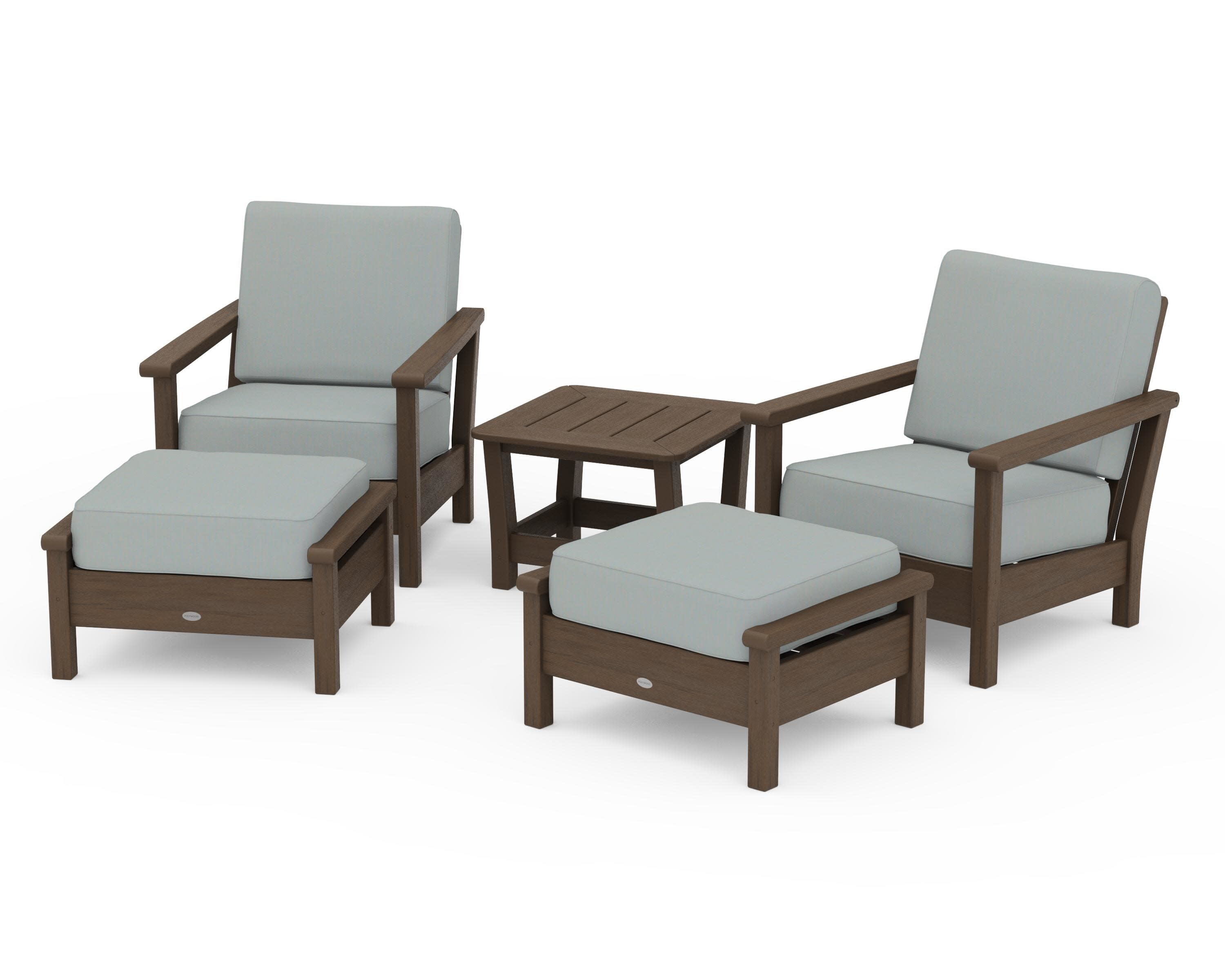 Harbour 5-Piece Deep Seating Chair Set in Kona / Spa