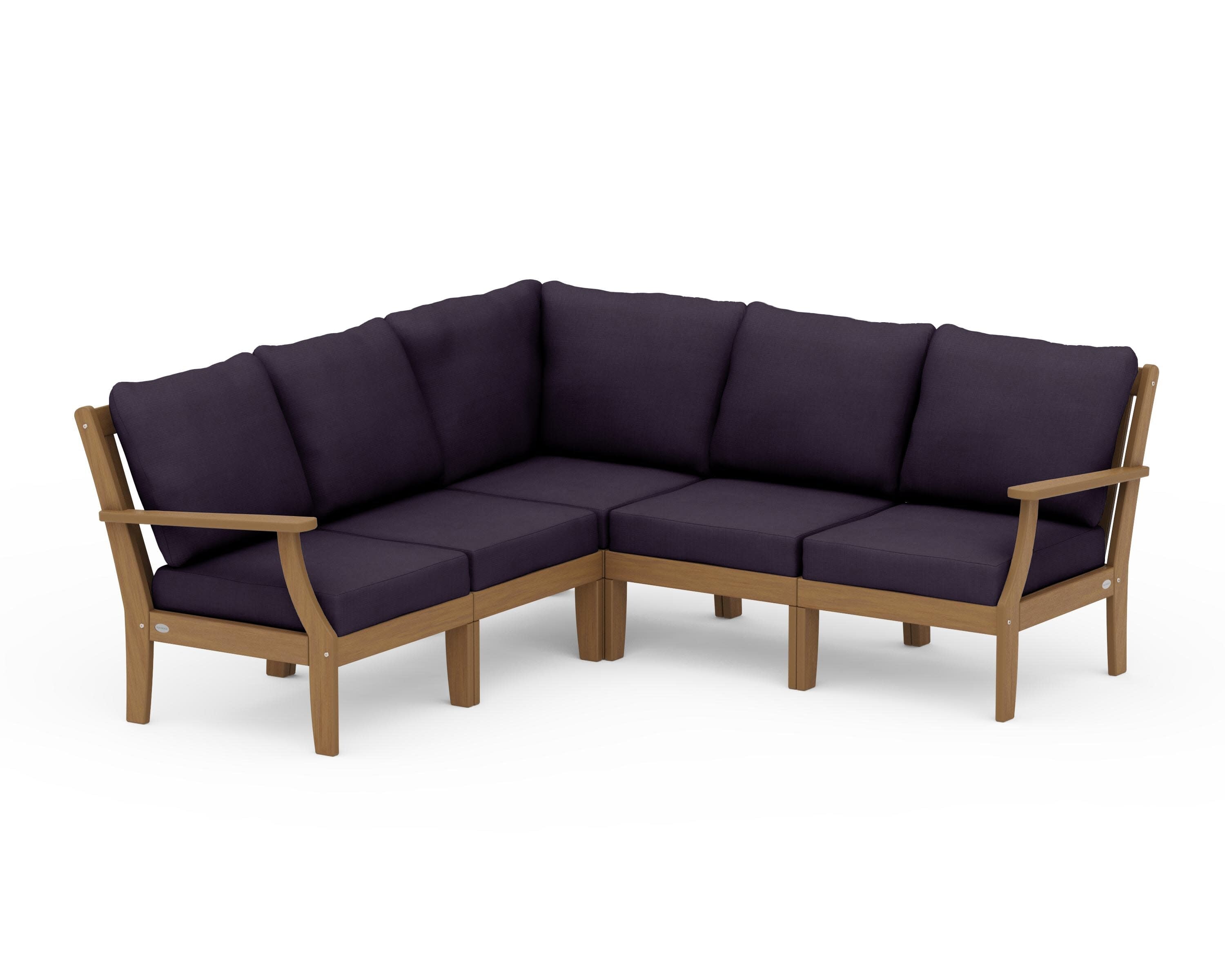 Braxton Modular 5-Piece Deep Seating Set in Natural / Navy Linen
