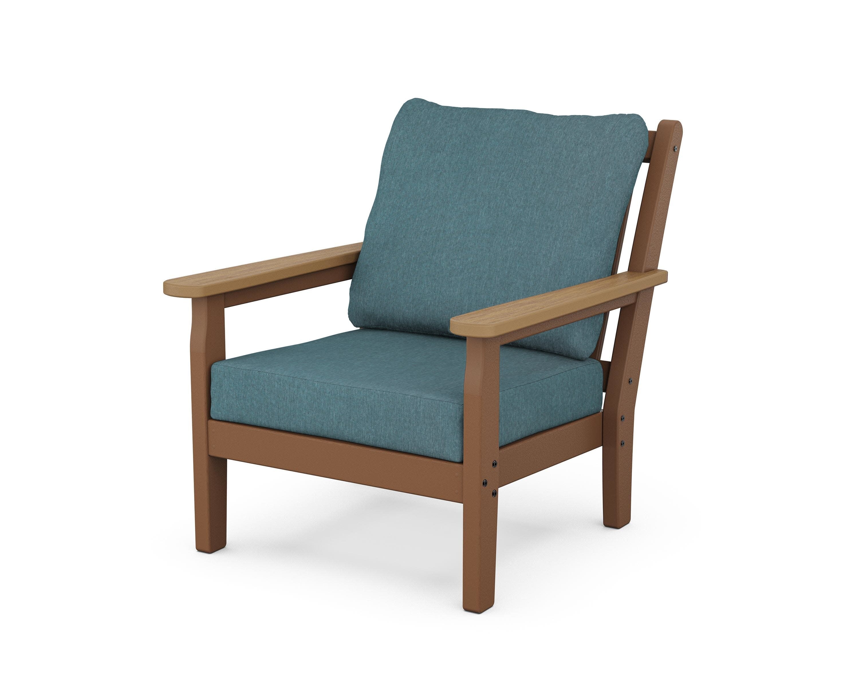 Chippendale Deep Seating Chair in Teak / Natural / Ocean Teal