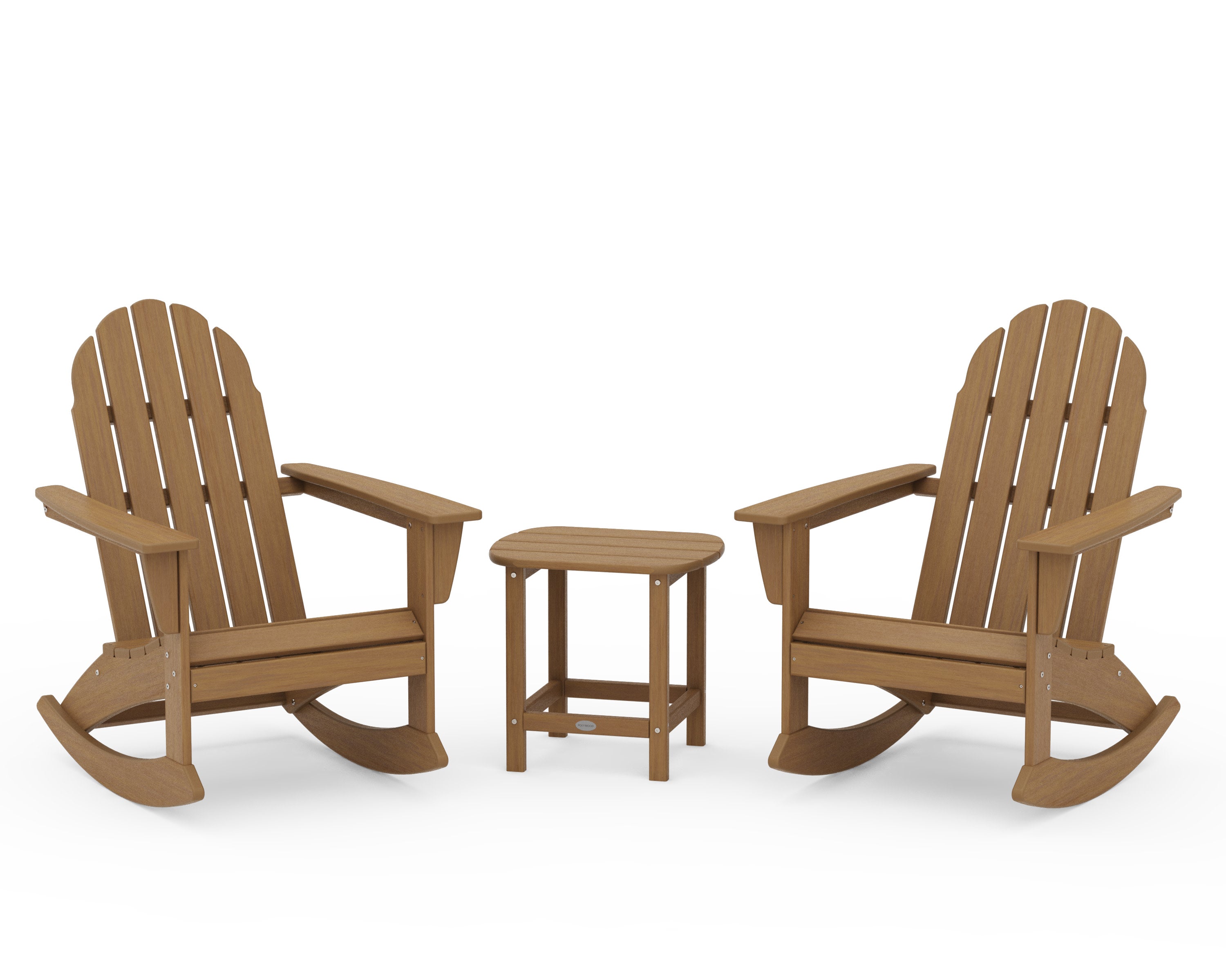 Vineyard 3-Piece Adirondack Rocking Chair Set with South Beach 18" Side Table in Natural