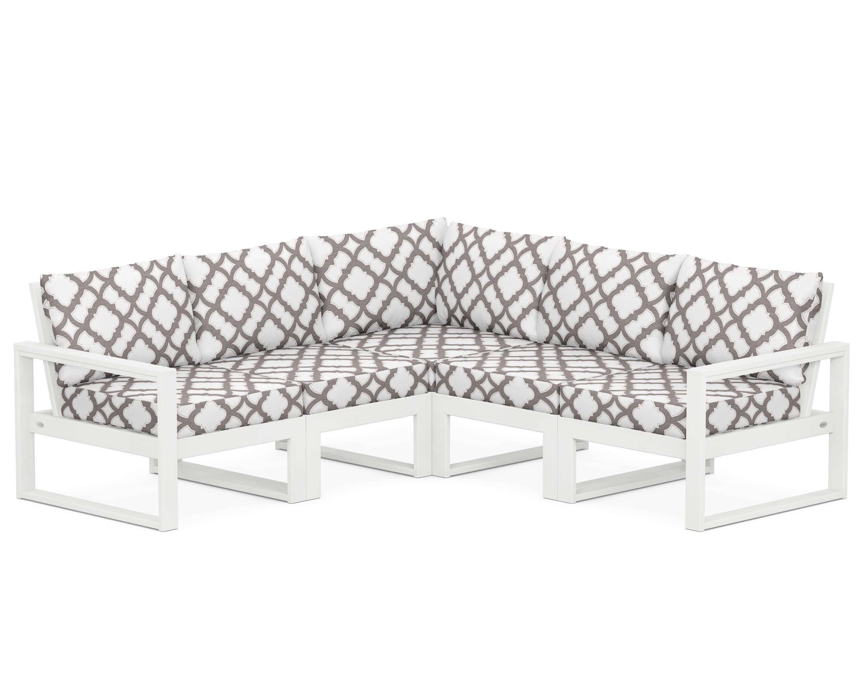 EDGE 5-Piece Modular Deep Seating Set in White / Trellis Grey Mist