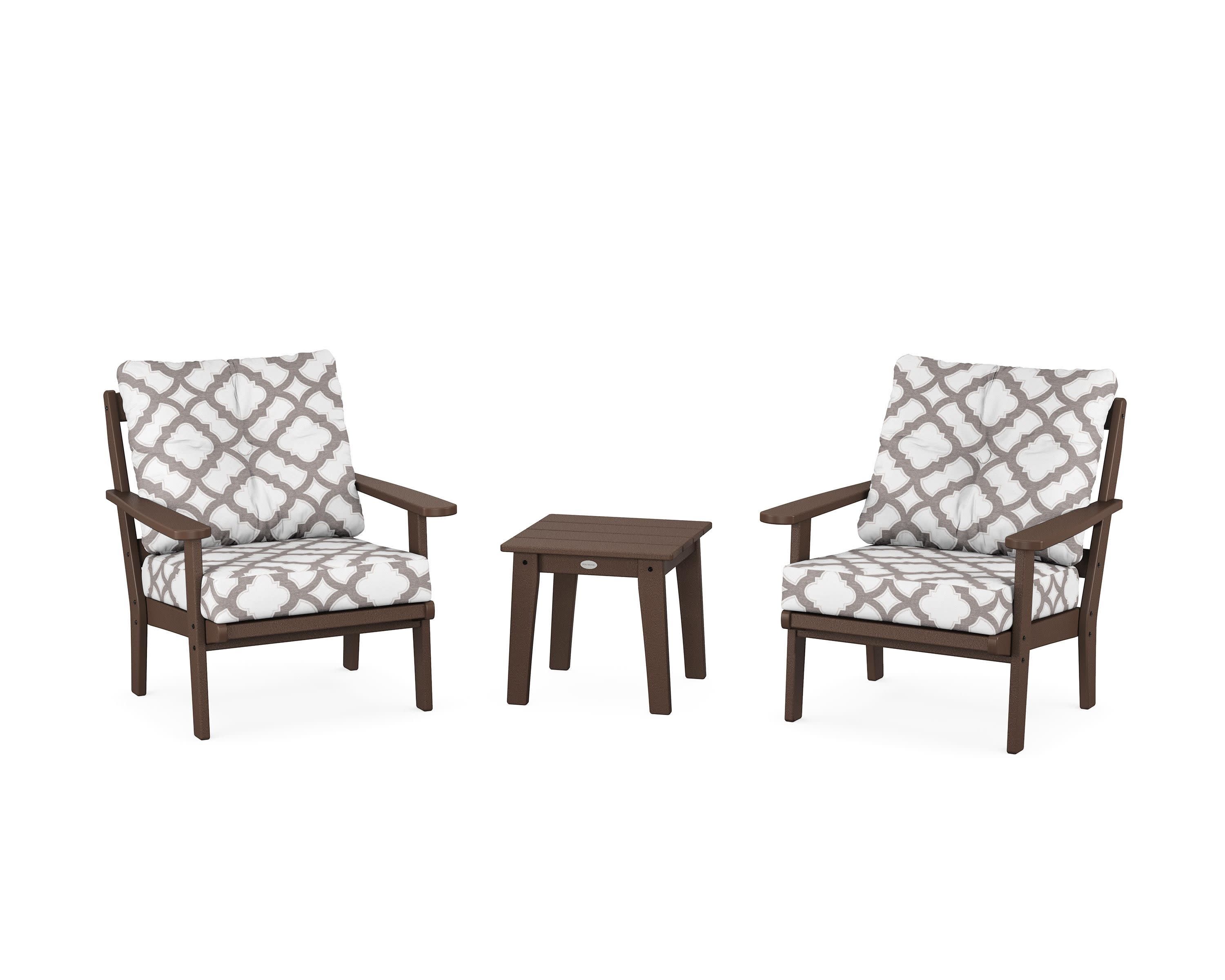 Mission 3-Piece Deep Seating Set in Mahogany / Trellis Grey Mist
