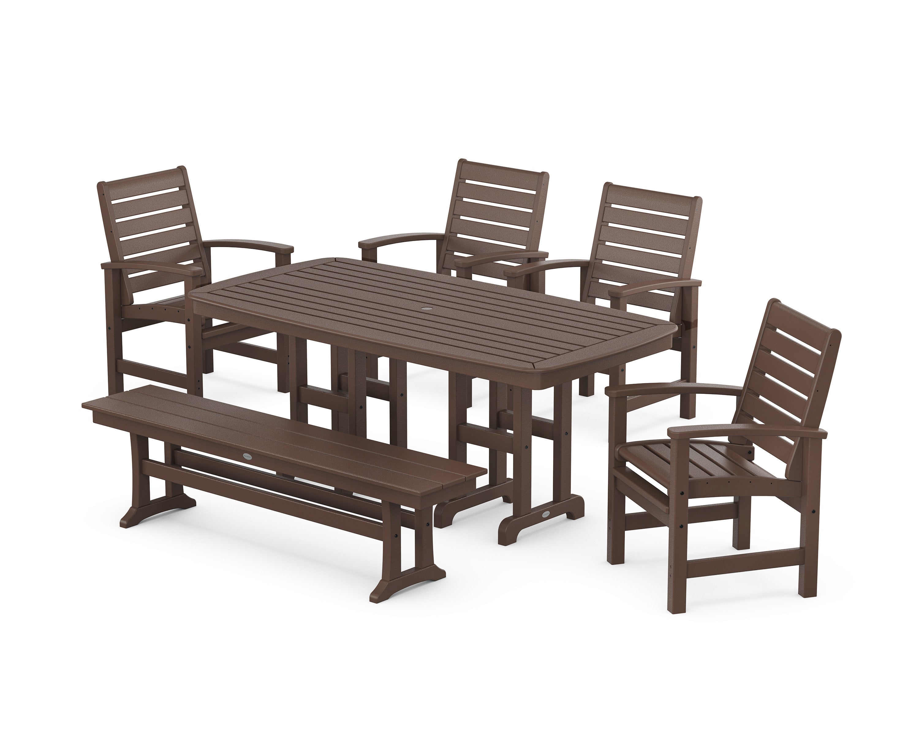 Signature 6-Piece Dining Set with Bench in Mahogany