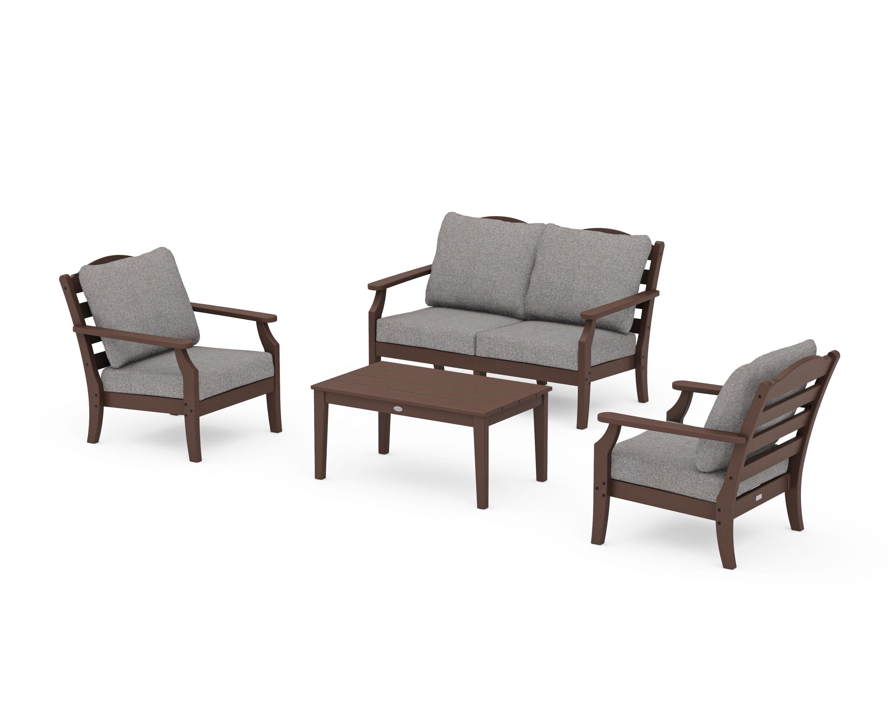 Savannah 4-Piece Deep Seating Set with Loveseat in Mahogany / Grey Mist