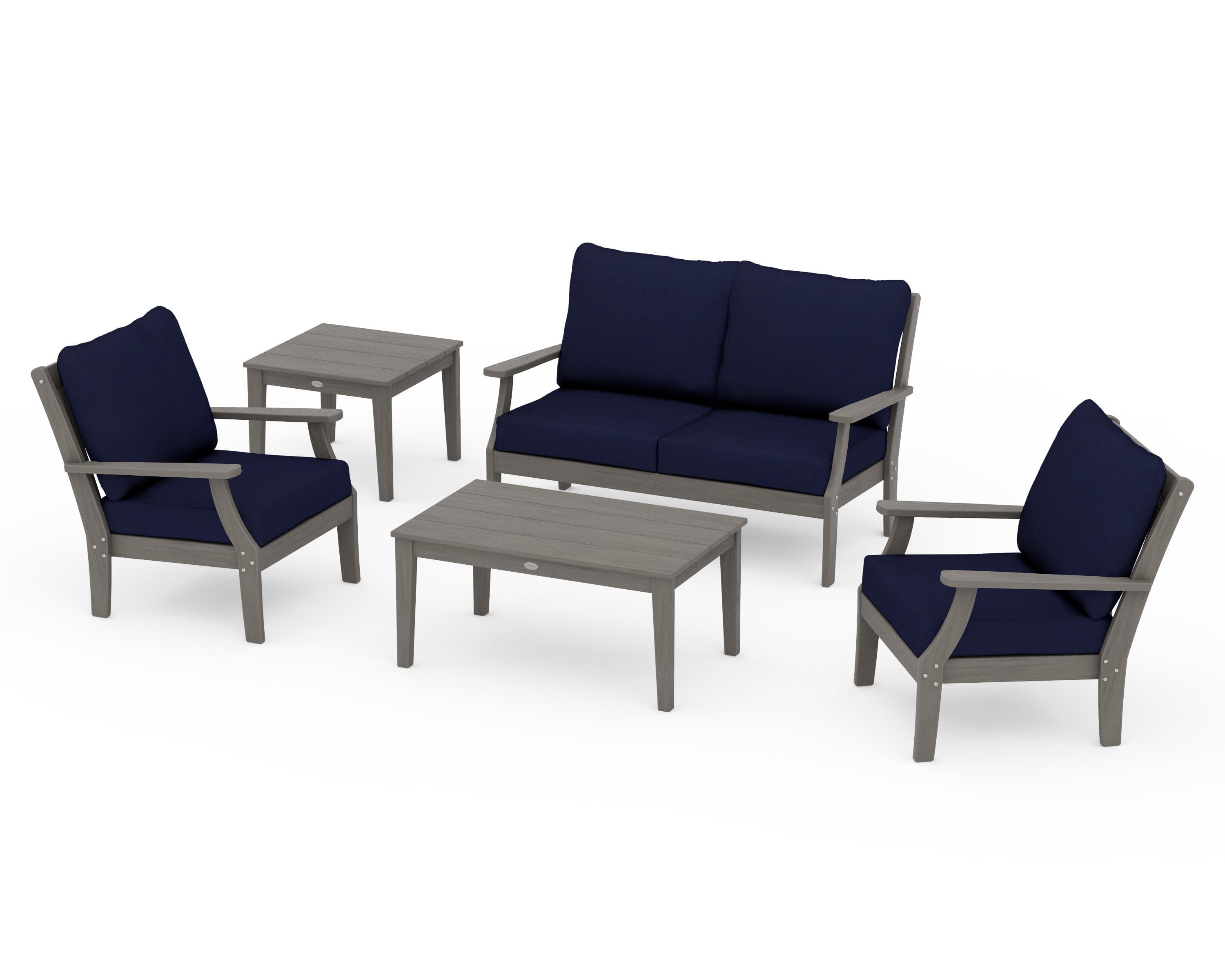 Braxton 5-Piece Deep Seating Set in Driftwood / Navy