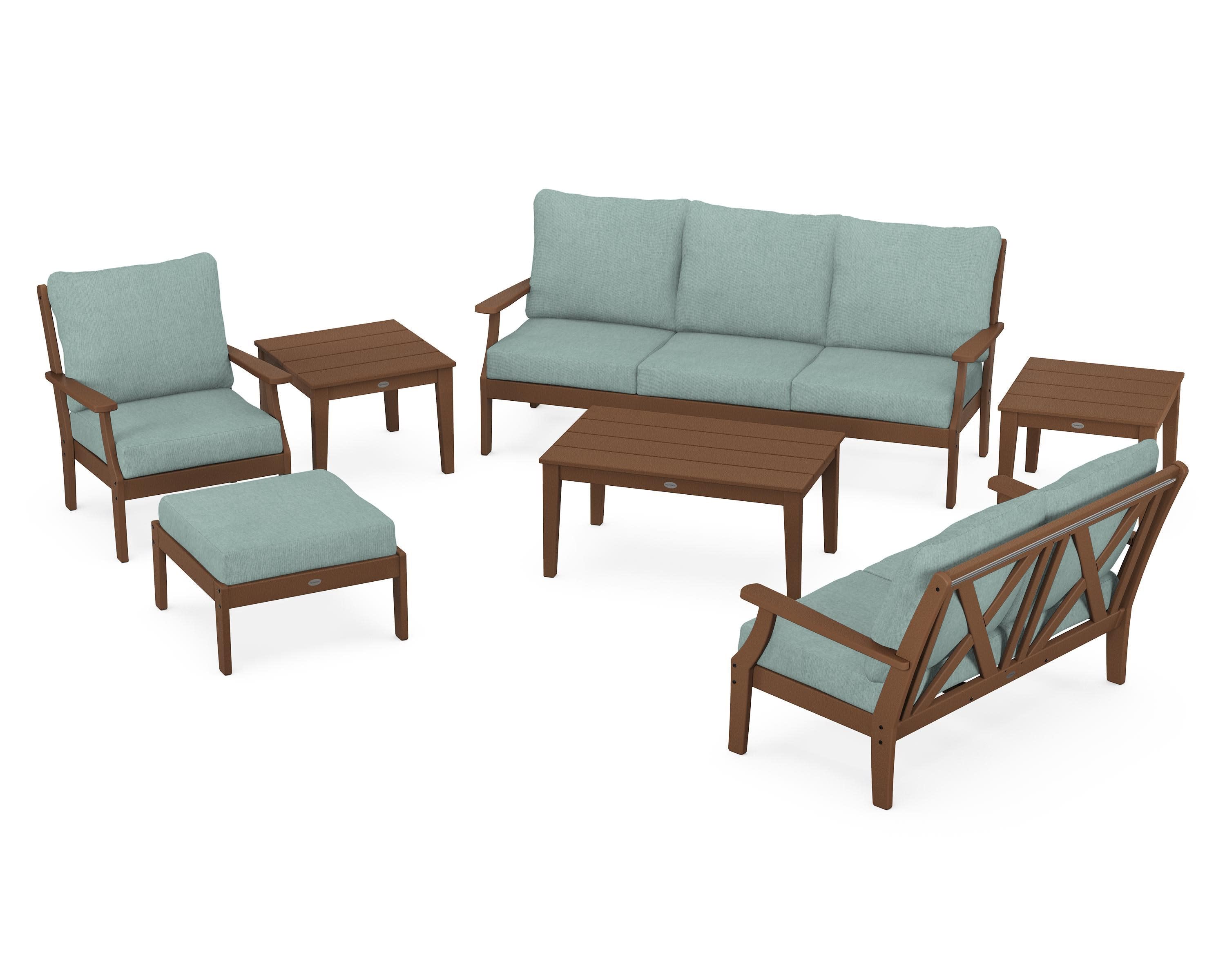 Braxton 7-Piece Deep Seating Set in Teak / Glacier Spa