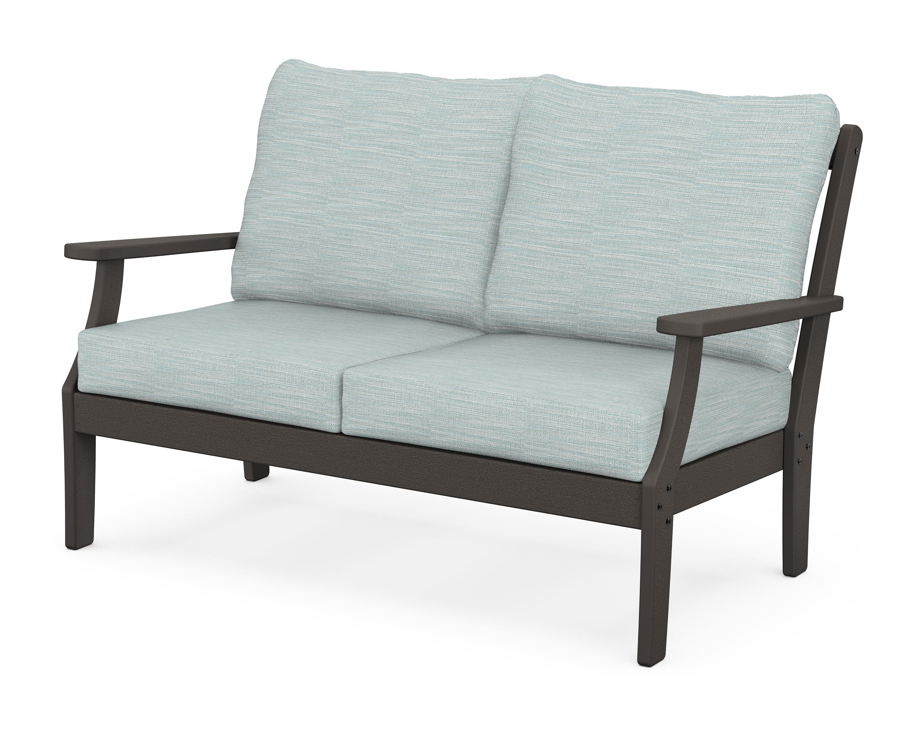 Braxton Deep Seating Loveseat in Vintage Coffee / Soothe Mist