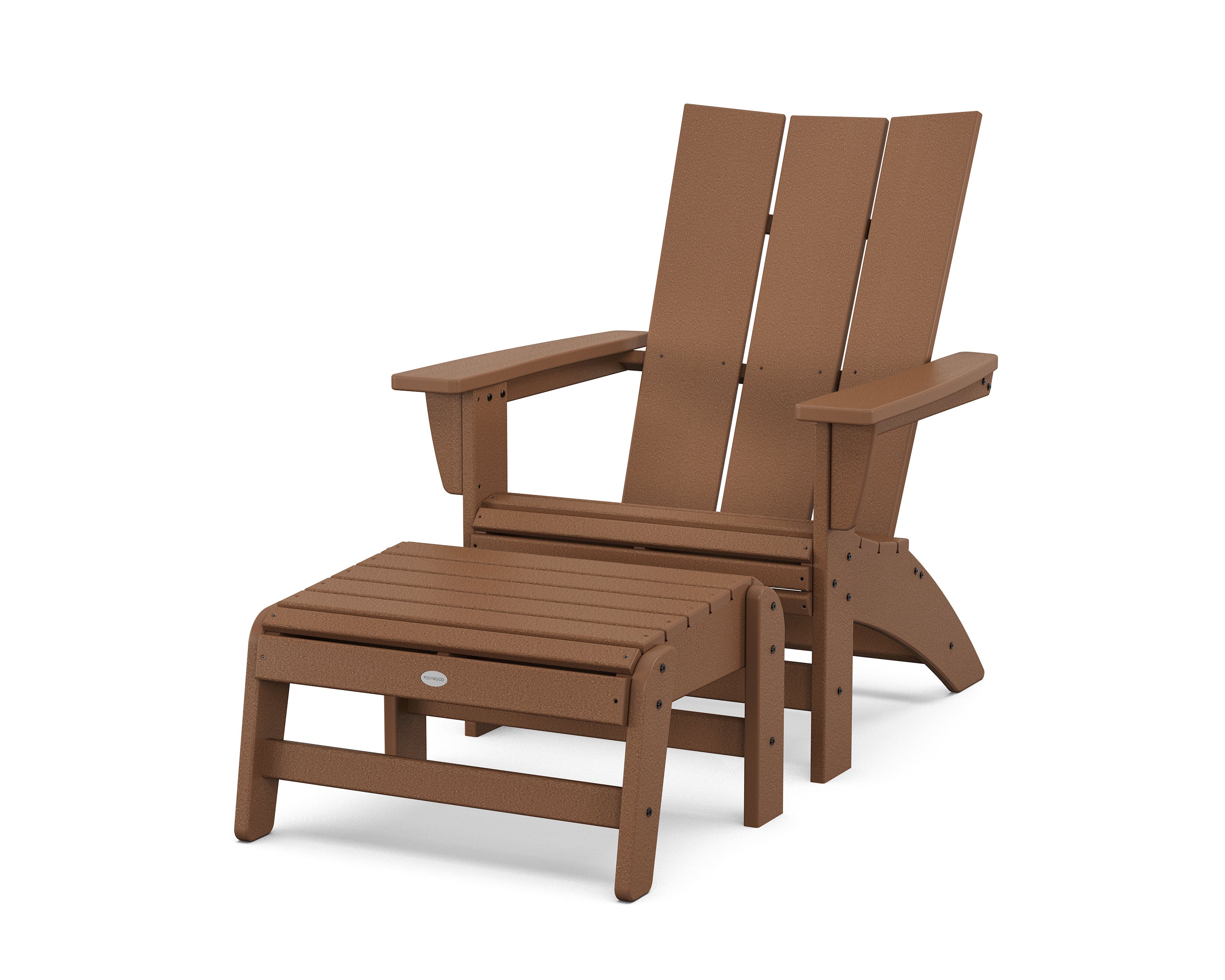 Modern Grand Adirondack Chair with Ottoman in Teak