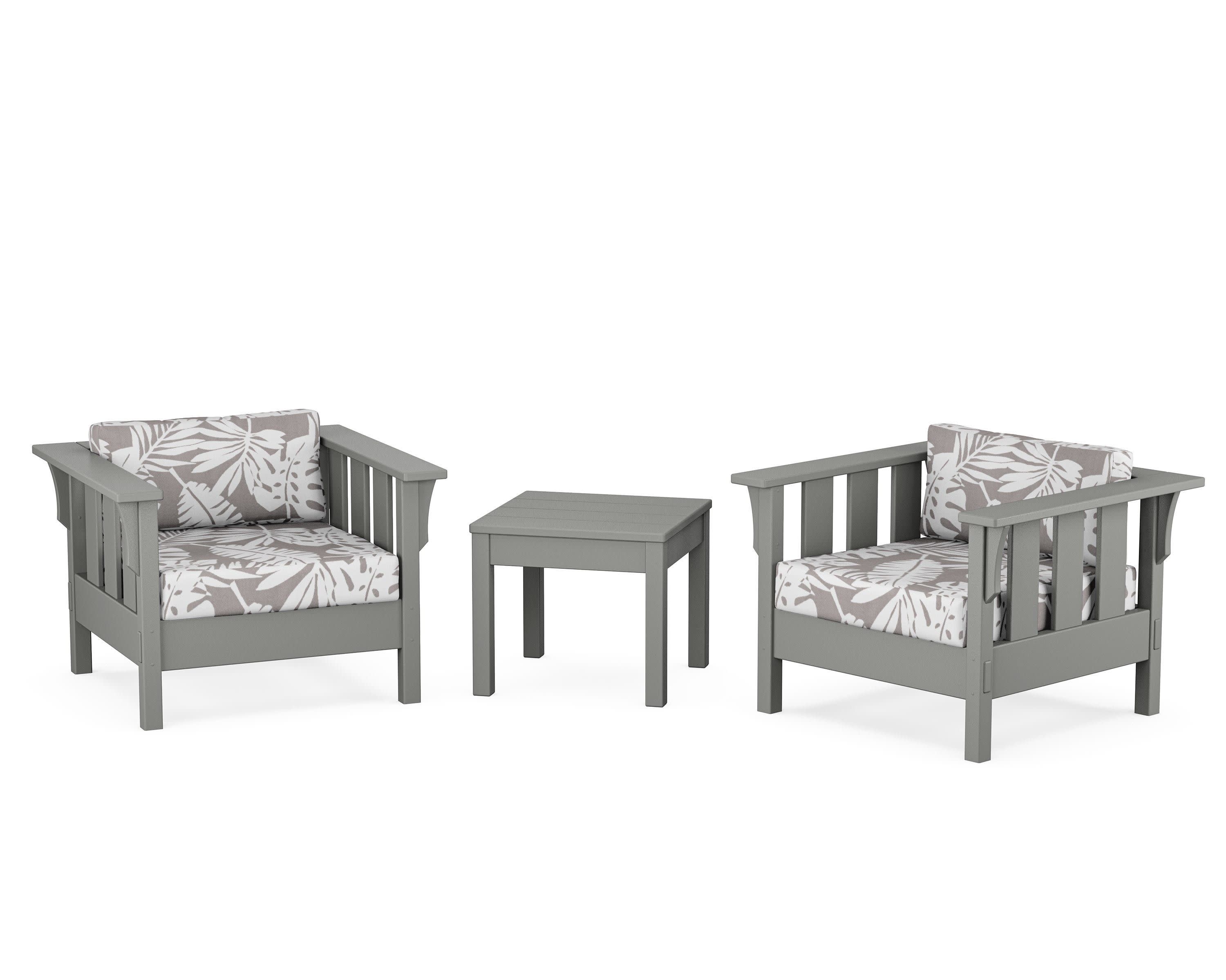Acadia 3-Piece Deep Seating Set in Slate Grey / Leaf Grey Mist
