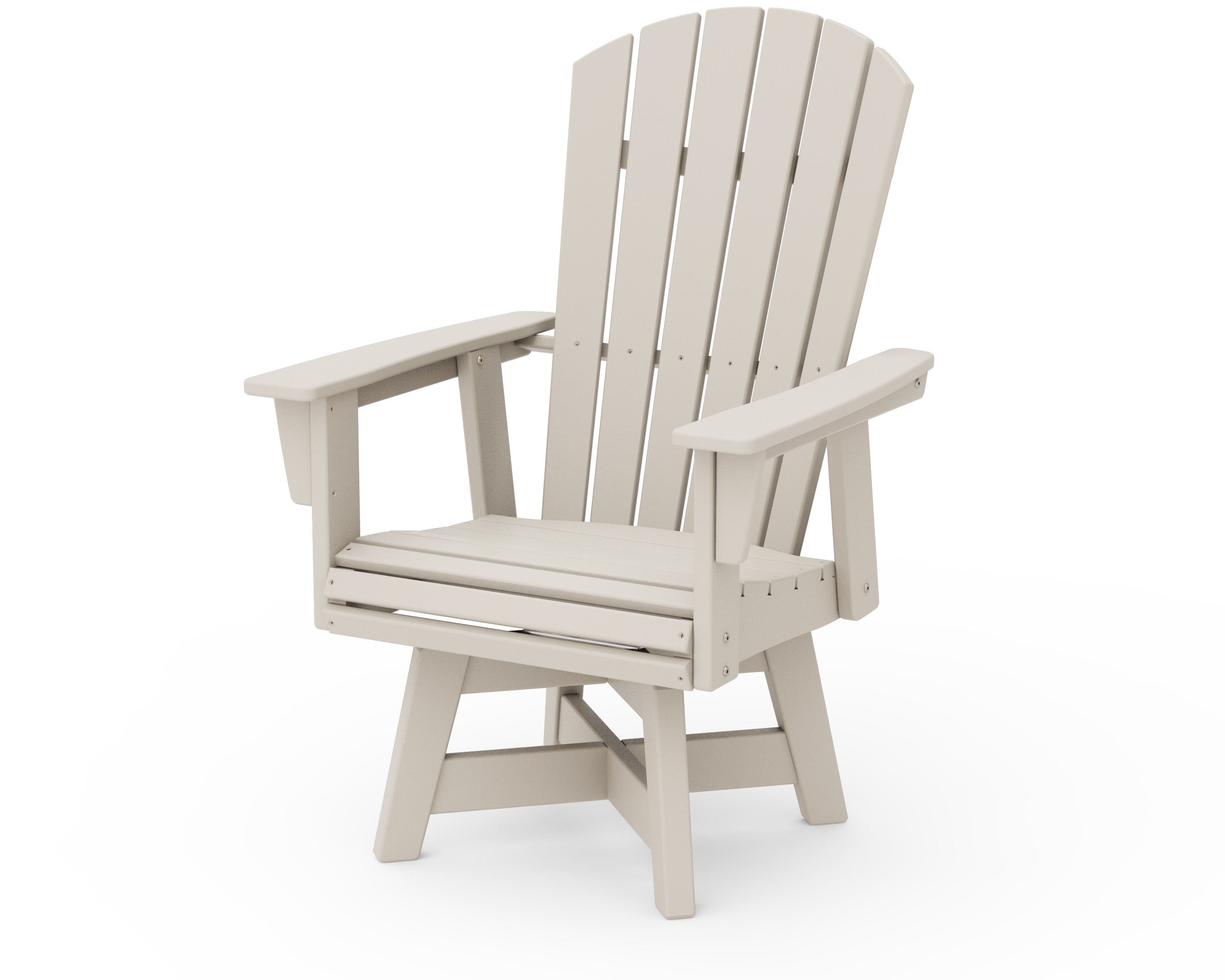 Nautical Curveback Adirondack Swivel Dining Chair in Sand