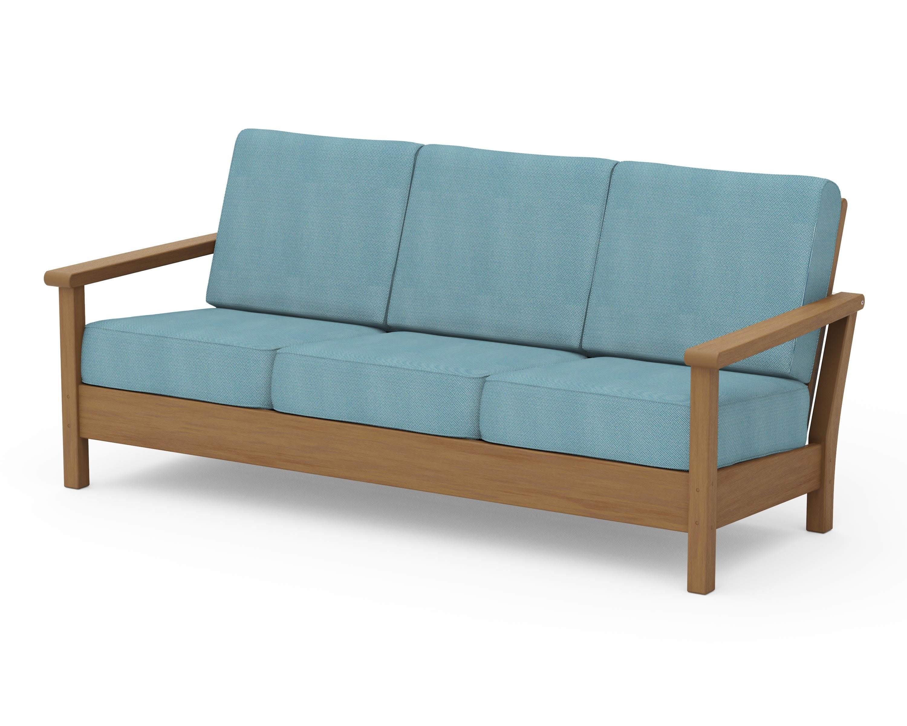 Harbour Deep Seating Sofa in Natural / Lattice Sky Blue