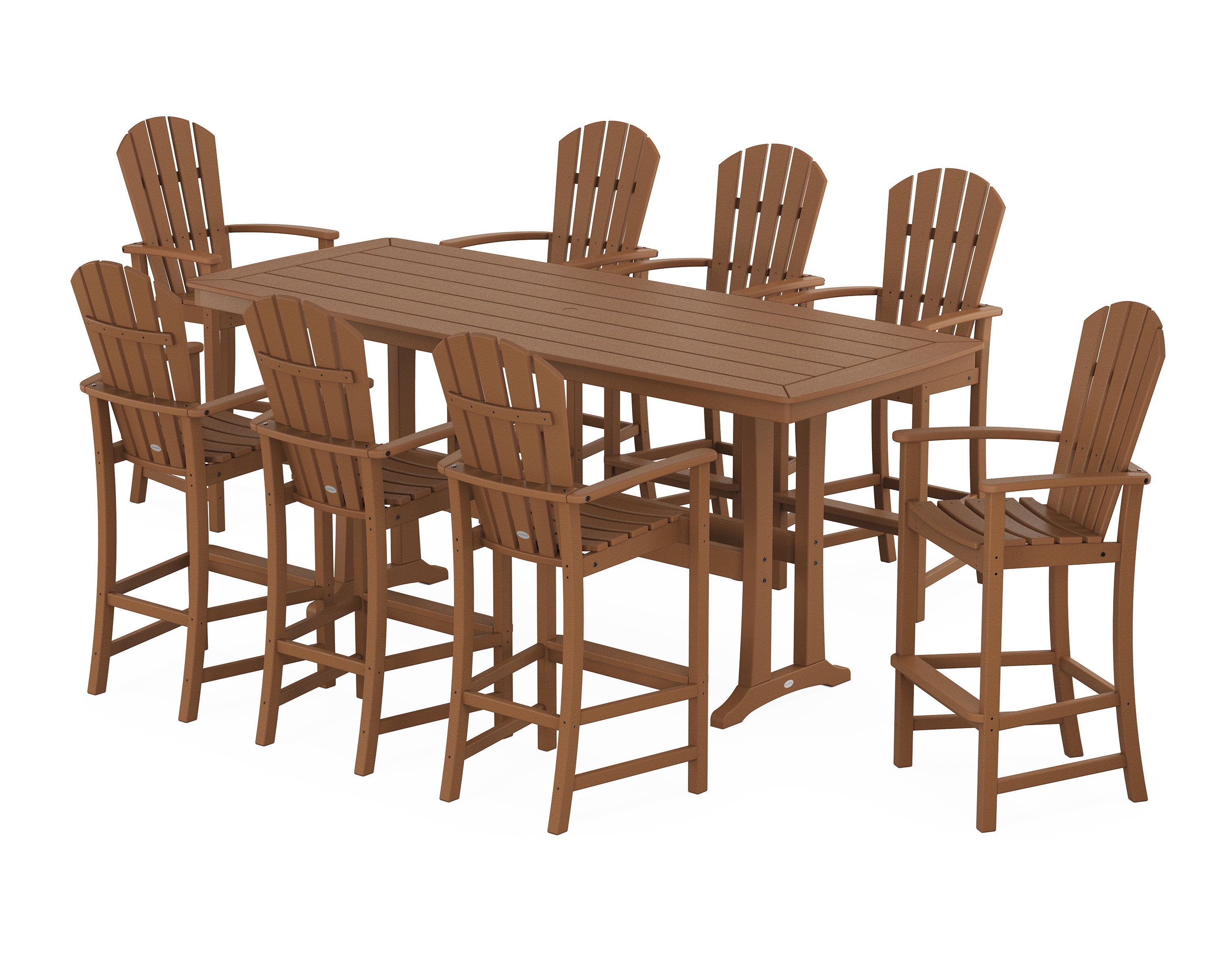 Palm Coast 9-Piece Bar Set with Trestle Legs in Teak