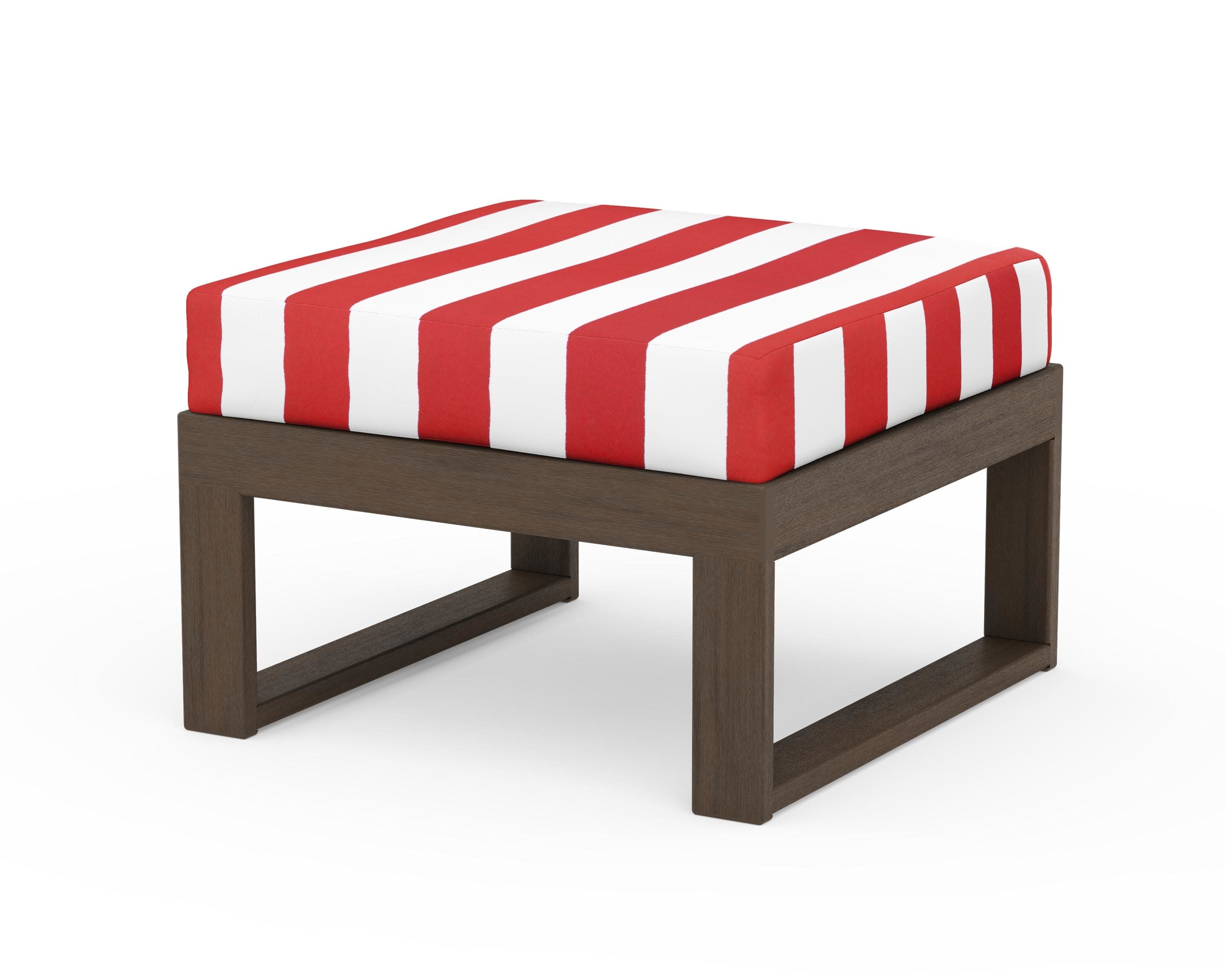 Modular Ottoman - Modern in Kona / Cabana Stripe Crimson