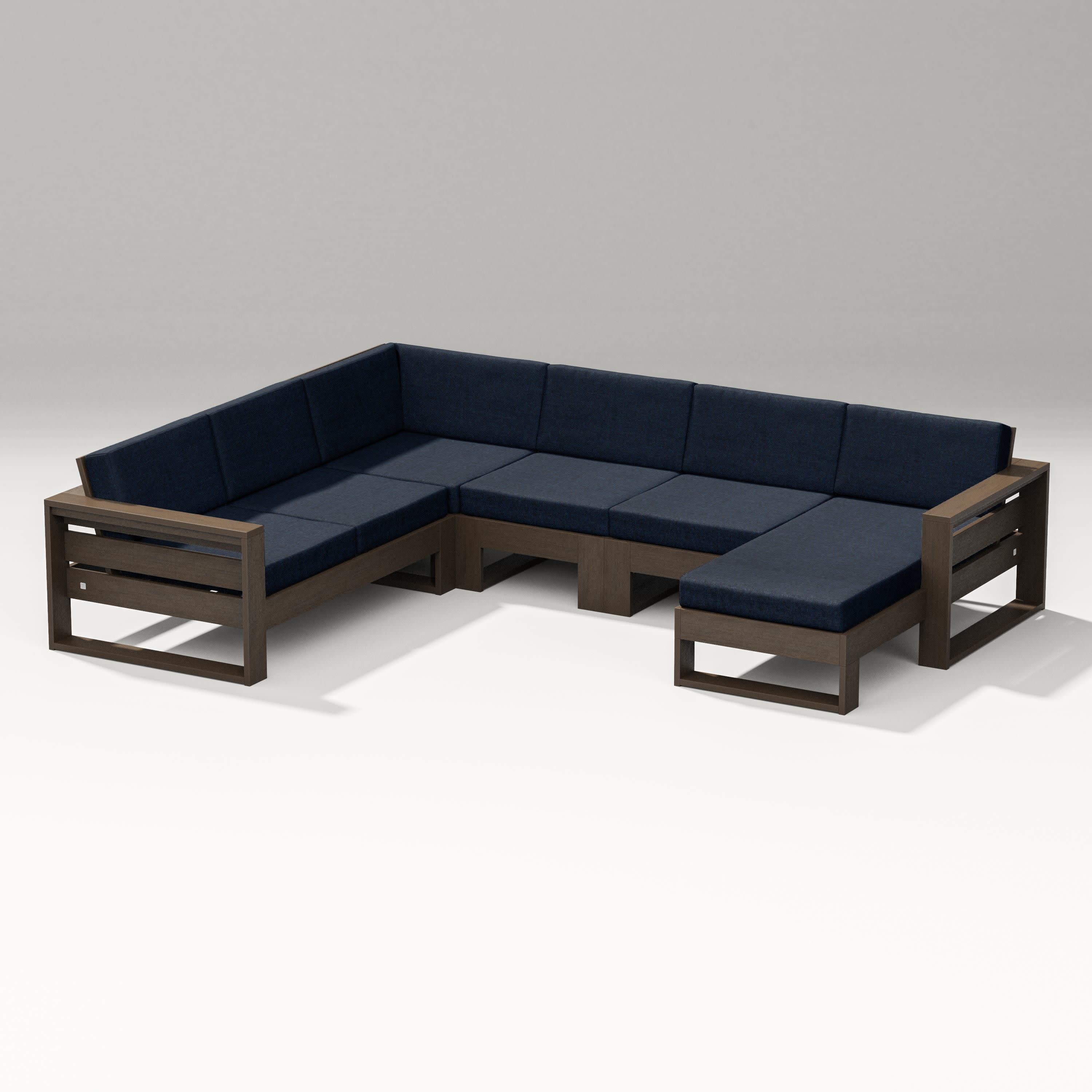Latitude Corner Sectional with Right Chaise in Kona / Marine Indigo