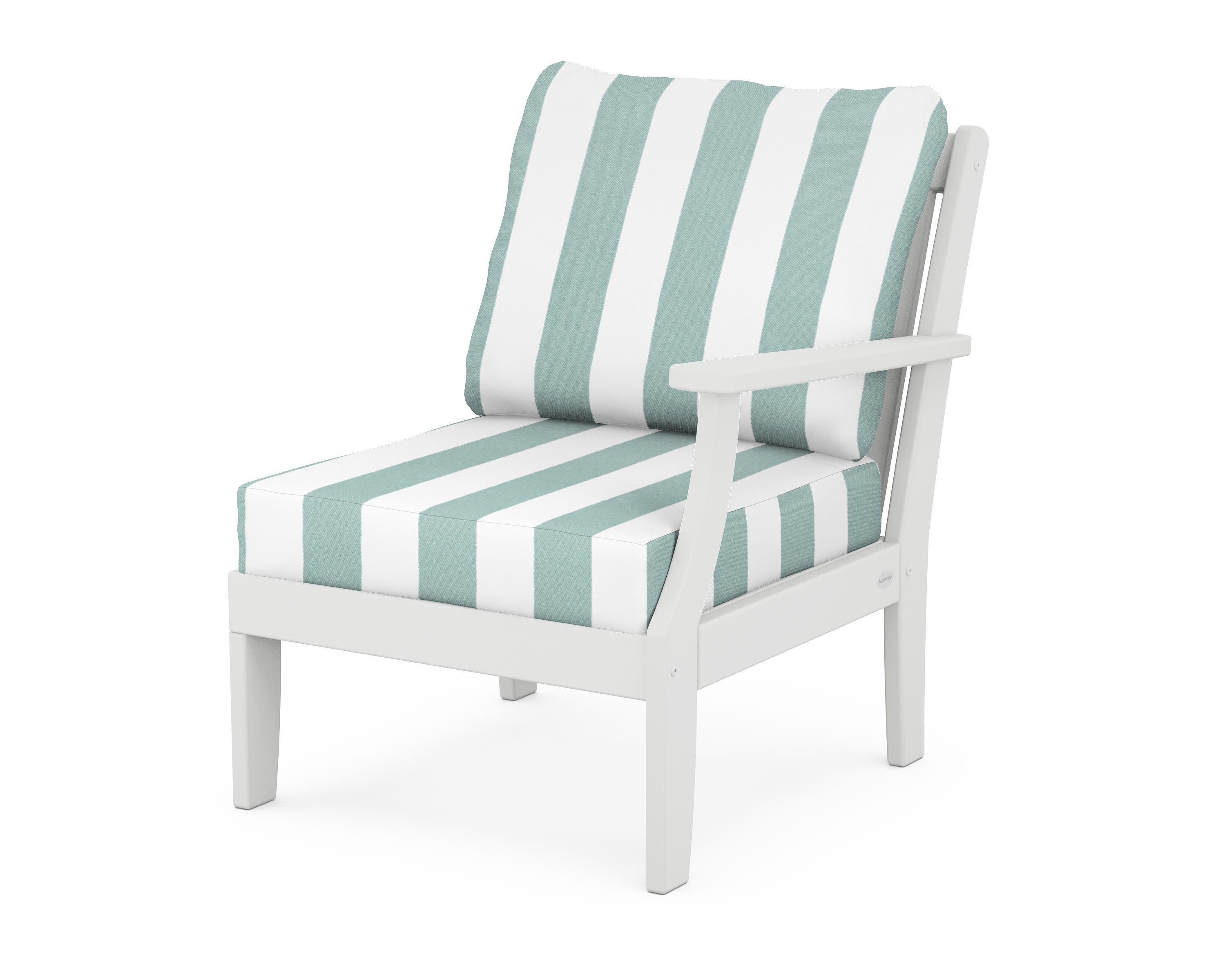 Braxton Modular Right Arm Chair in White / Cabana Stripe Glacier Spa