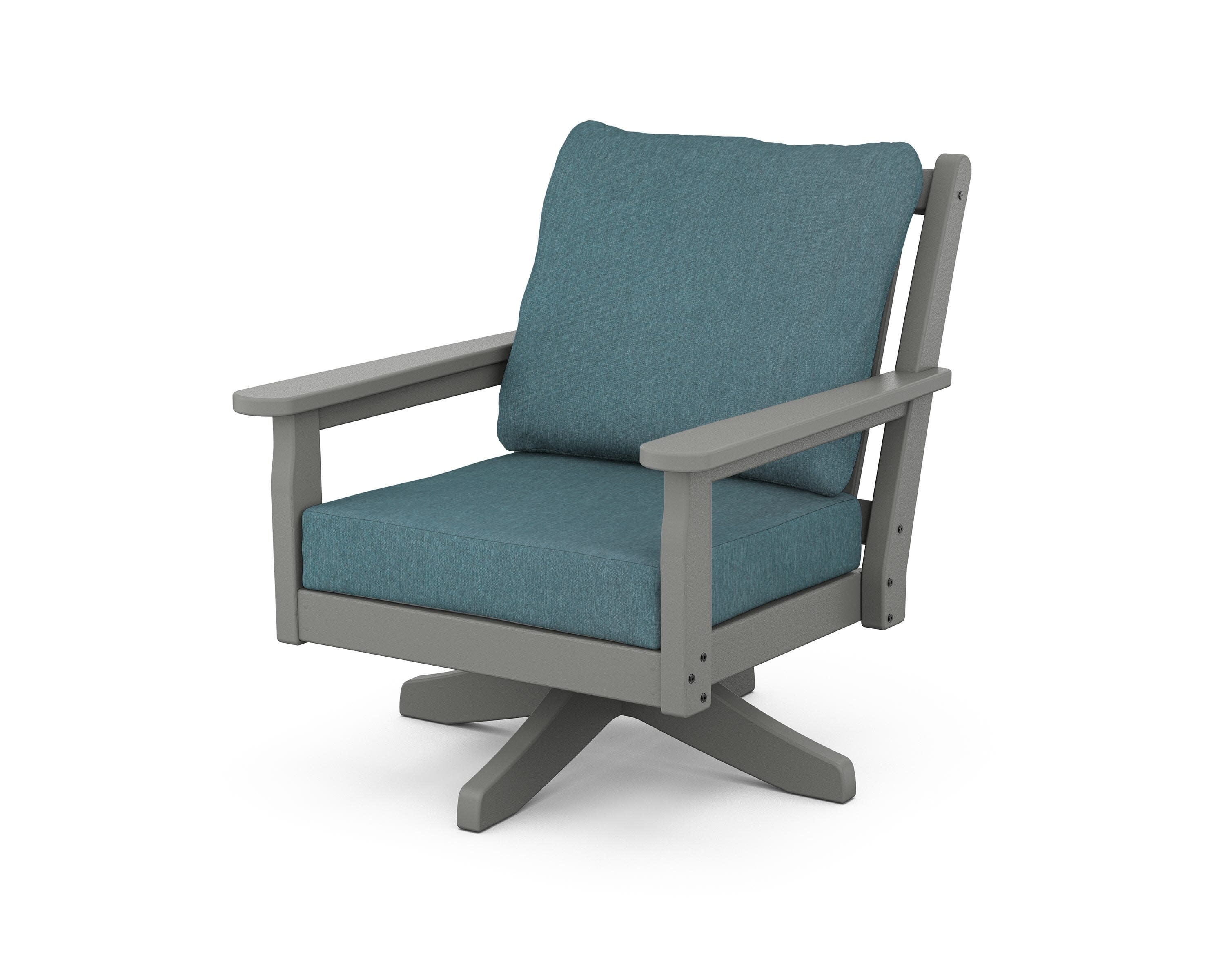 Chippendale Deep Seating Swivel Chair in Slate Grey / Ocean Teal