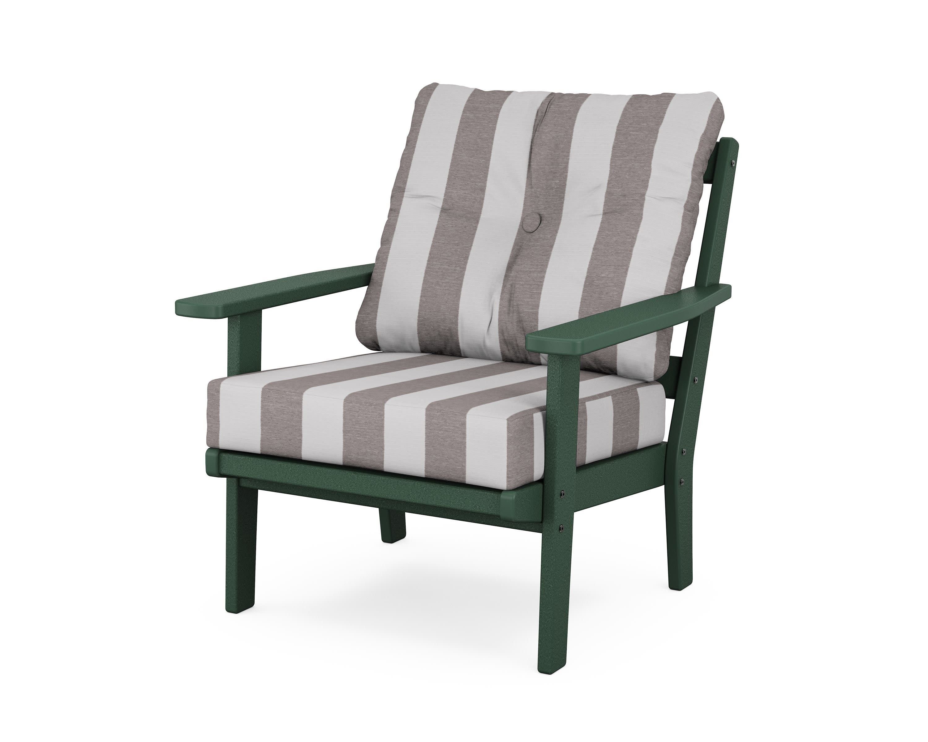 Oxford Deep Seating Chair in Green / Cabana Stripe Grey Mist