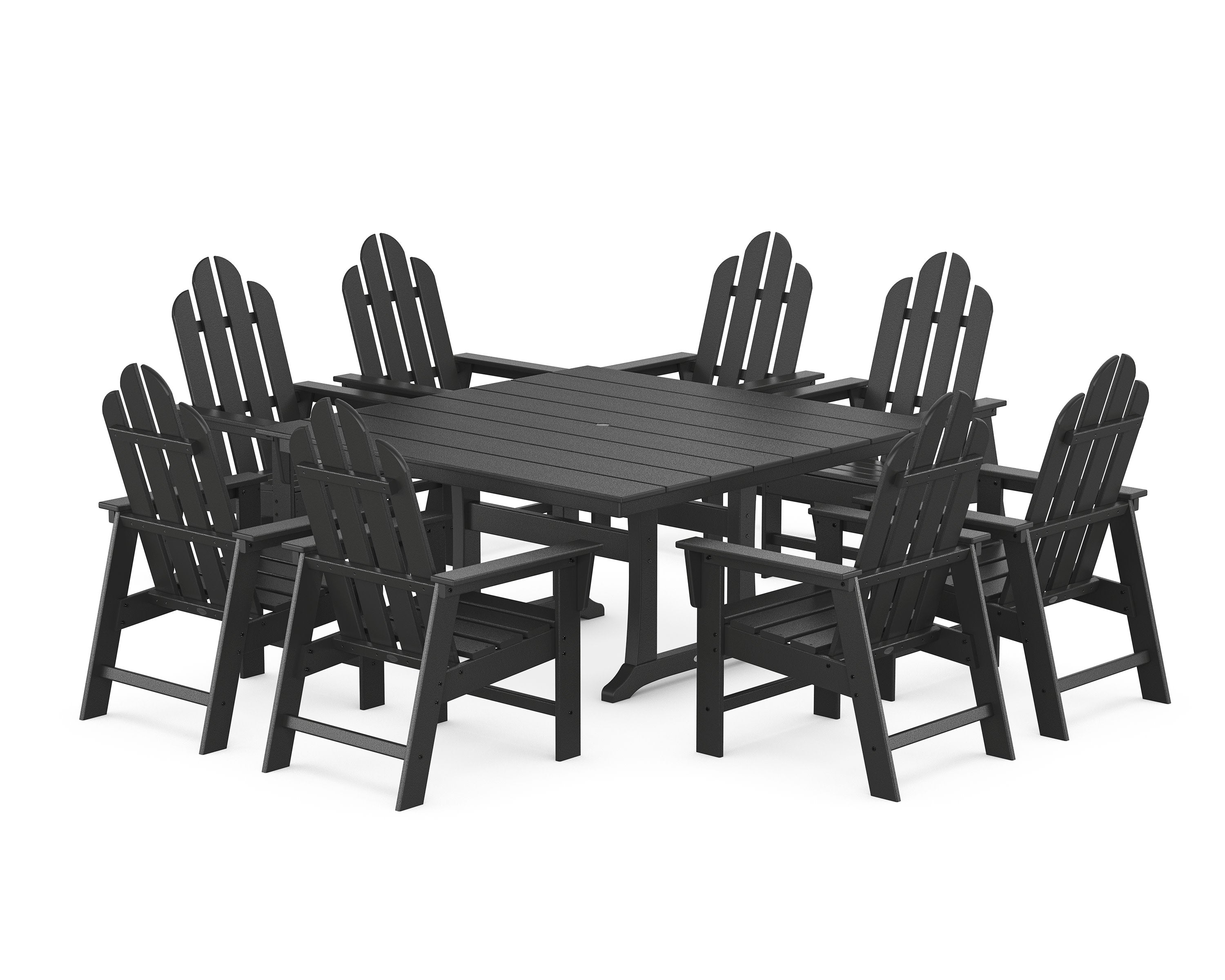 Long Island 9-Piece Square Farmhouse Dining Set with Trestle Legs in Black