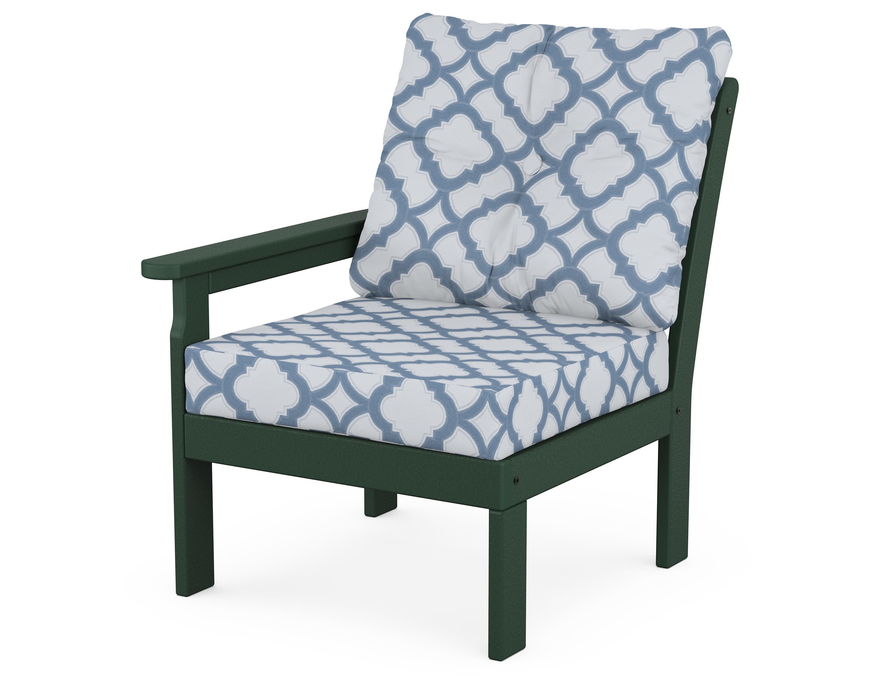 Vineyard Modular Left Arm Chair in Green / Trellis Sky Blue