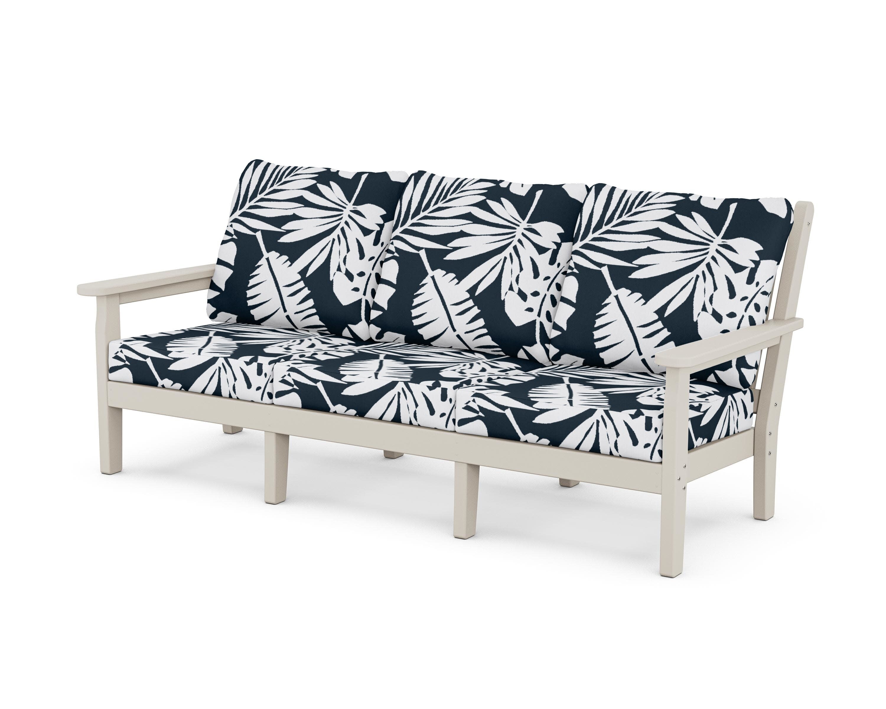 Chippendale Deep Seating Sofa in Sand / Leaf Marine Indigo